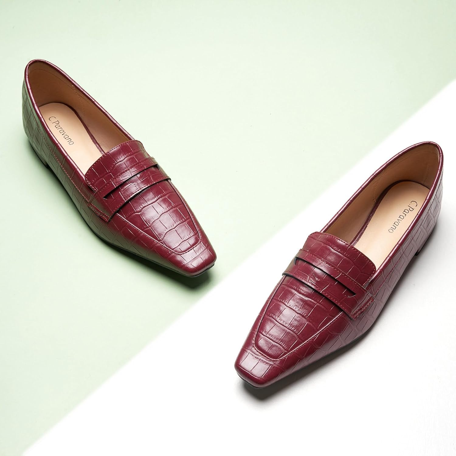 C.Paravano Loafer Women Penny Loafers Flat Shoes for Women Slip On Shoes Crocodile-Embossed - Image 4