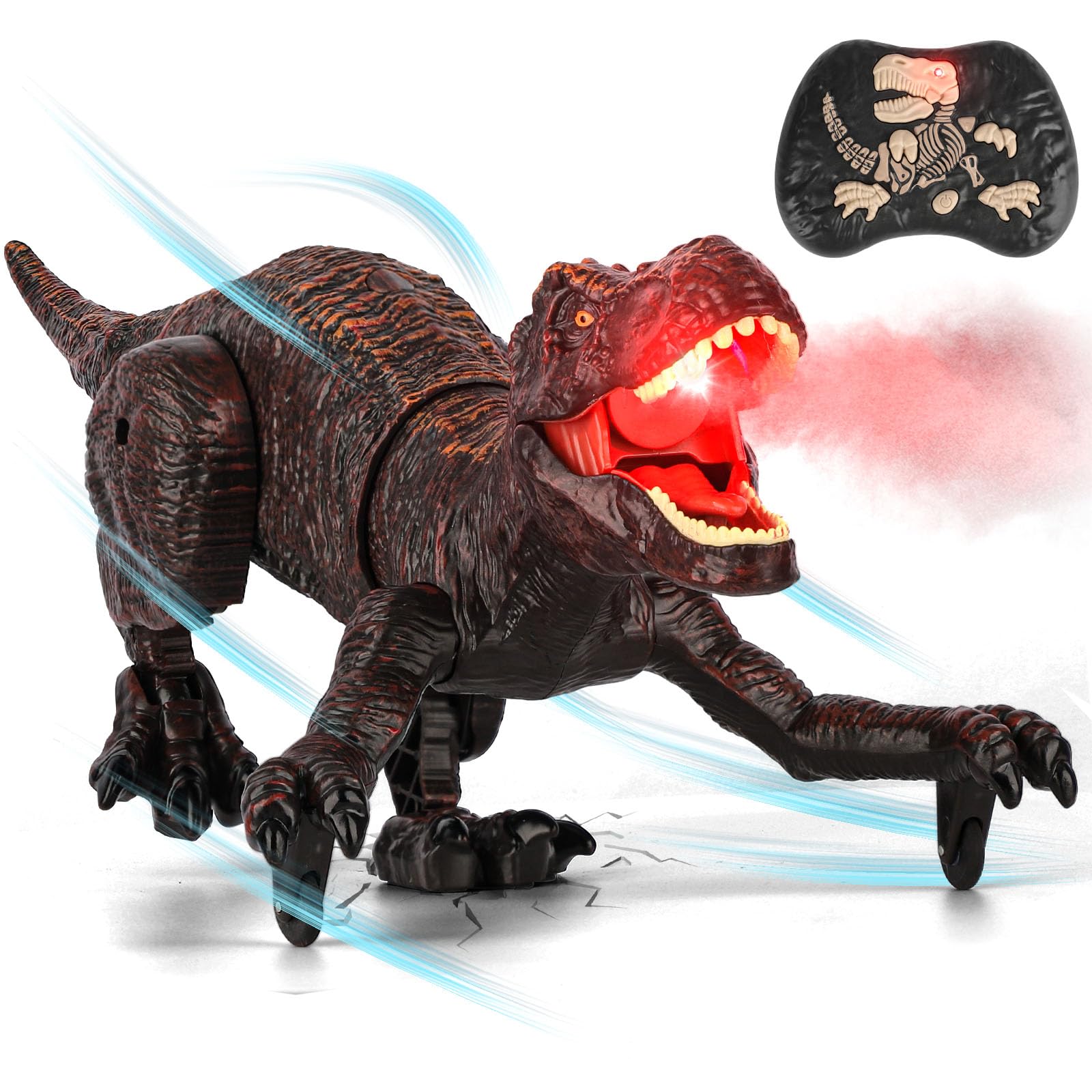 Juguetes Dinosaurios Teledirigido con Funcione de Rociar/Luz/Rugido, Radiocontrol Animales Juguete Robot Dragon Interactivo Juegos Educativo, Regalos Navidad Cumpleaños Niños 5 6 7 8 9 10+ Años