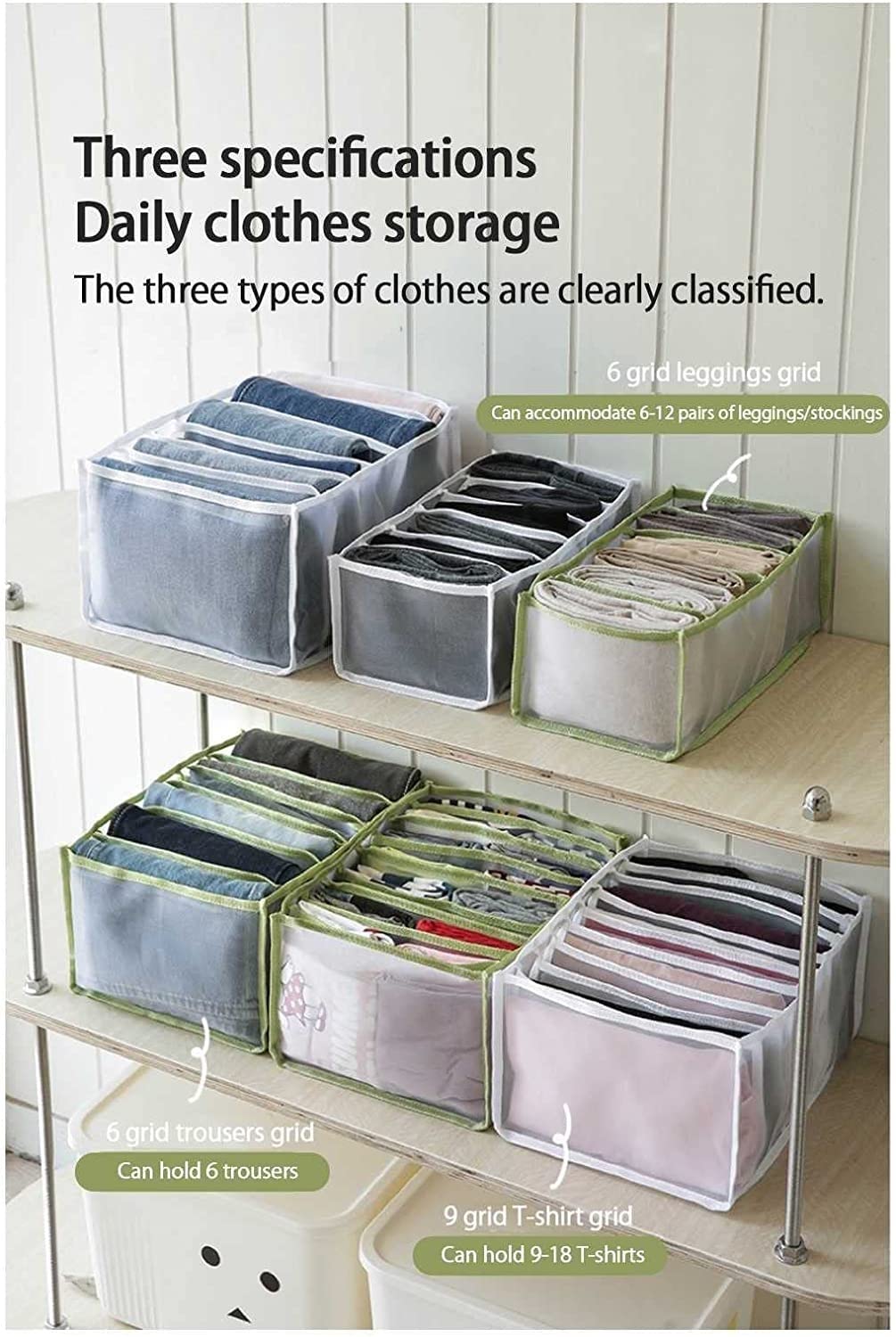 5 Pezzi Organizzatore Di Vestiti Lavabile Per Guardaroba Vano Portaoggetti Per Jeans Organizzatore Per Cassetti Dell'armadio Pieghevole Scatola Di Separazione Della Maglia 6 Griglia/9 Griglia