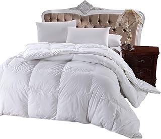 Royal Hotel Bedding Queen Down-Alternative Comforter 300TC Cotton Shell, 750FP Overfilled Hypoallergenic Duvet Insert 90x90 White