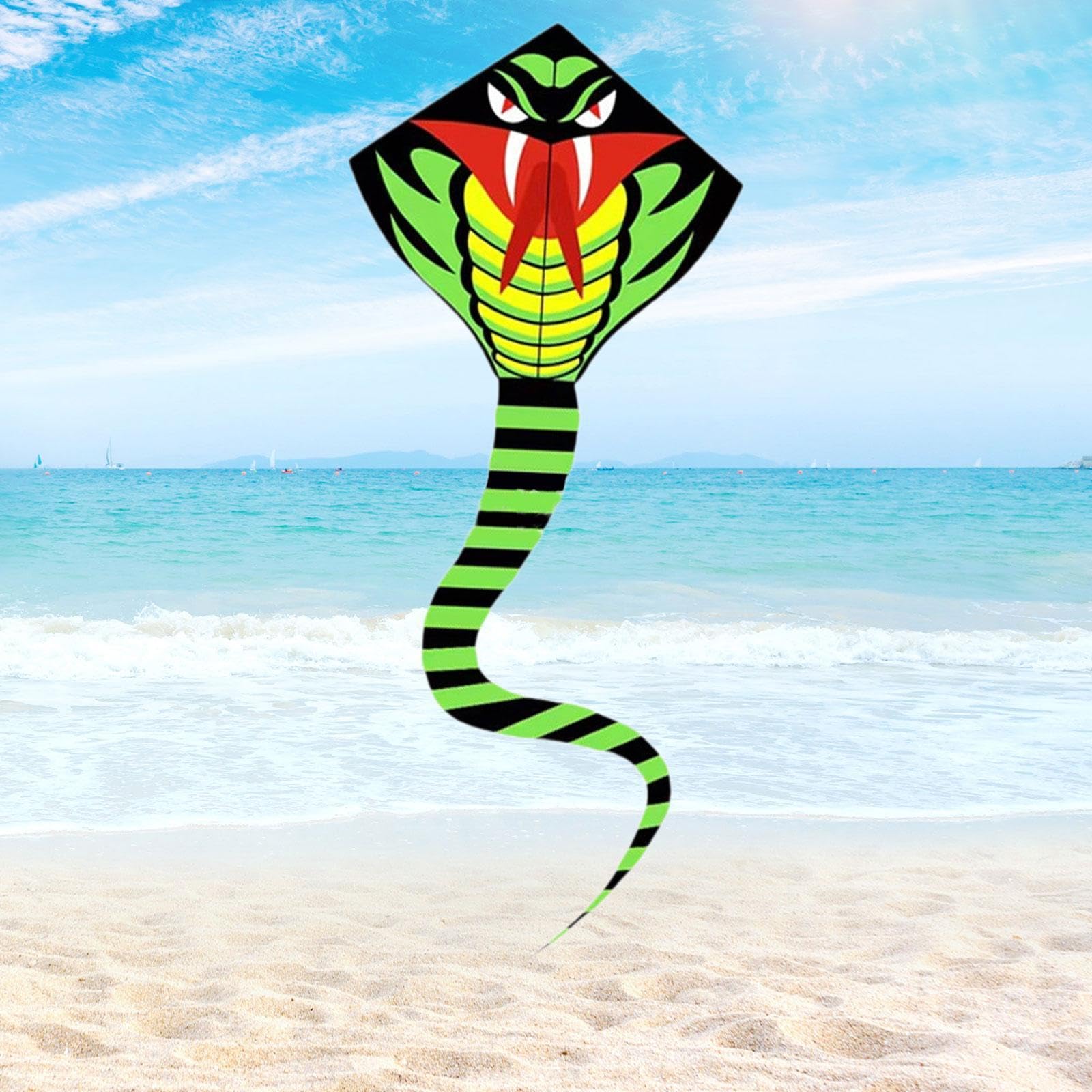 Riesenschlange Stranddrachen Großformat Drachen Figur Weiches Material Stabile Flugleistung Langes Flugseil für Familien Gartenaktivitäten