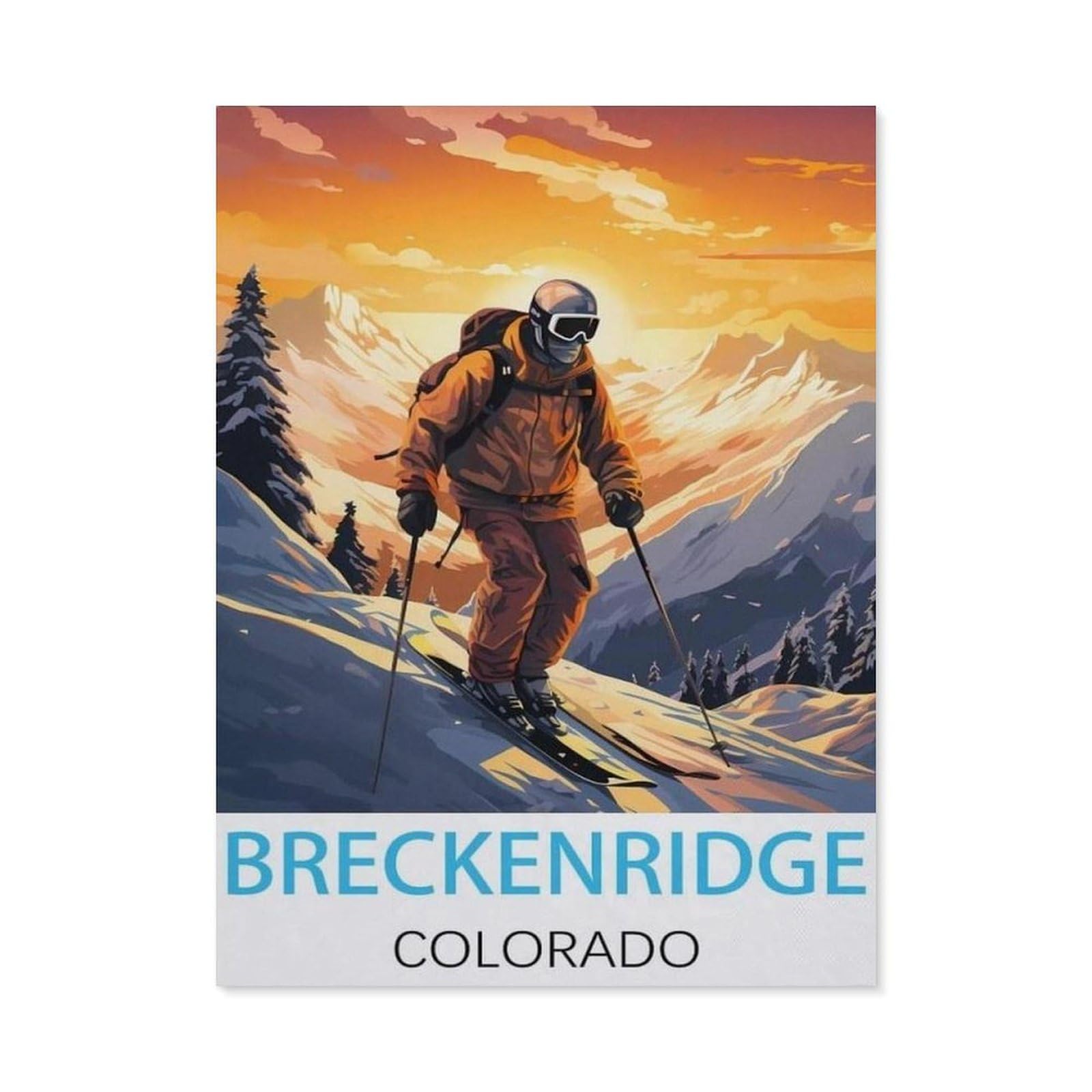 Beayodkp （30 X 40 Cm/11.81 X 15.74 Inches） Breckenridge Colorado Vintage Travel Poster，5D Diy Diamond Painting Full Round Drill Diamond Embroidery Cross Stitch Rhinestone Mosaic Paintings Art-Ch90