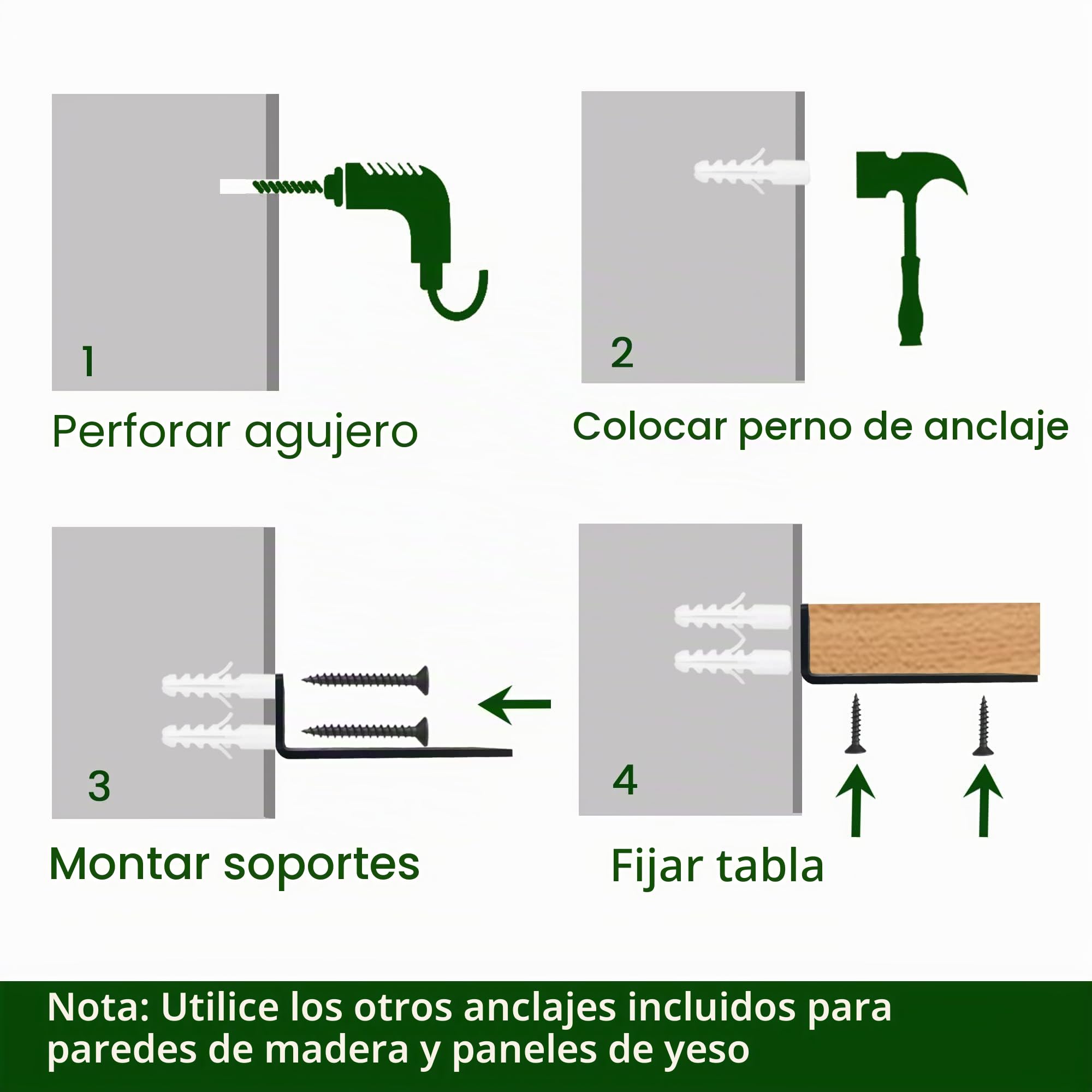 Soportes Flotantes para Estantes de Metal Negro - 30 cm de Largo con Tornillos Incluidos, Diseño Moderno y Resistente (Capacidad 200 lb) - Soportes de Pared para Cocina, Biblioteca y Baño