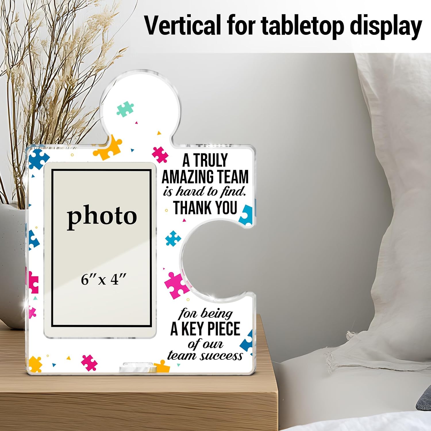 Teams Thank You Appreciation Gifts Picture Frame, Best Team Ever Gifts A Truly Amazing Team Is Hard to Find Acrylic Puzzle Piece Desktop Display Photo Frames, Vertical 6 x 4 Inch Photo image 5