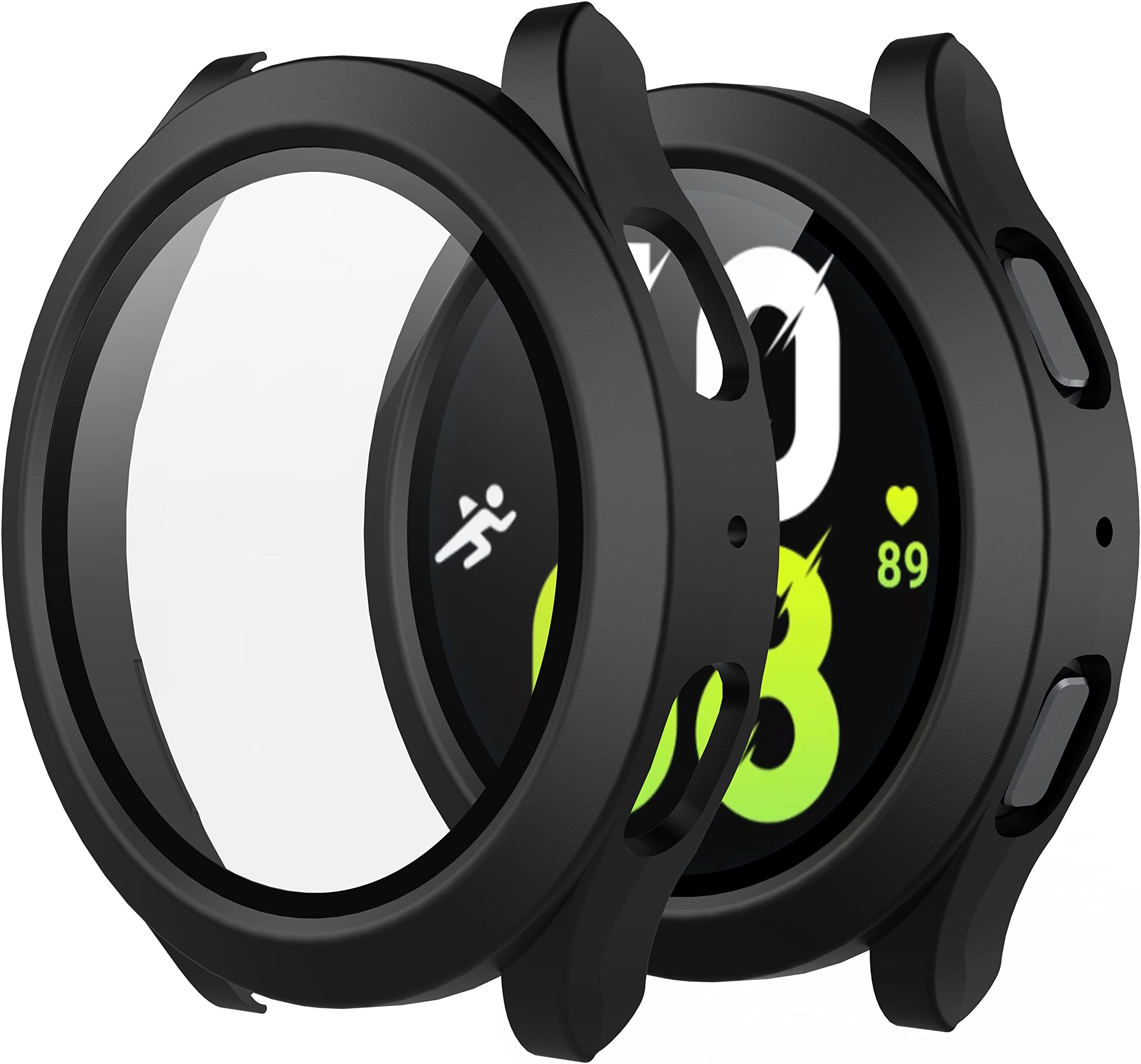 Misxi 2-Pack Hard PC Case with Screen Protector for Samsung Galaxy Watch 5 Galaxy Watch 4 44mm, Ultra-Thin Scratch Resistant Cover with Tempered Glass, Black