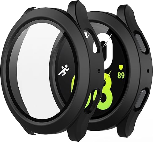 Misxi Paquete de 2 fundas rígidas de policarbonato con protector de pantalla para Samsung Galaxy Watch 5 Galaxy Watch 4 de 1.732 pulgadas, funda