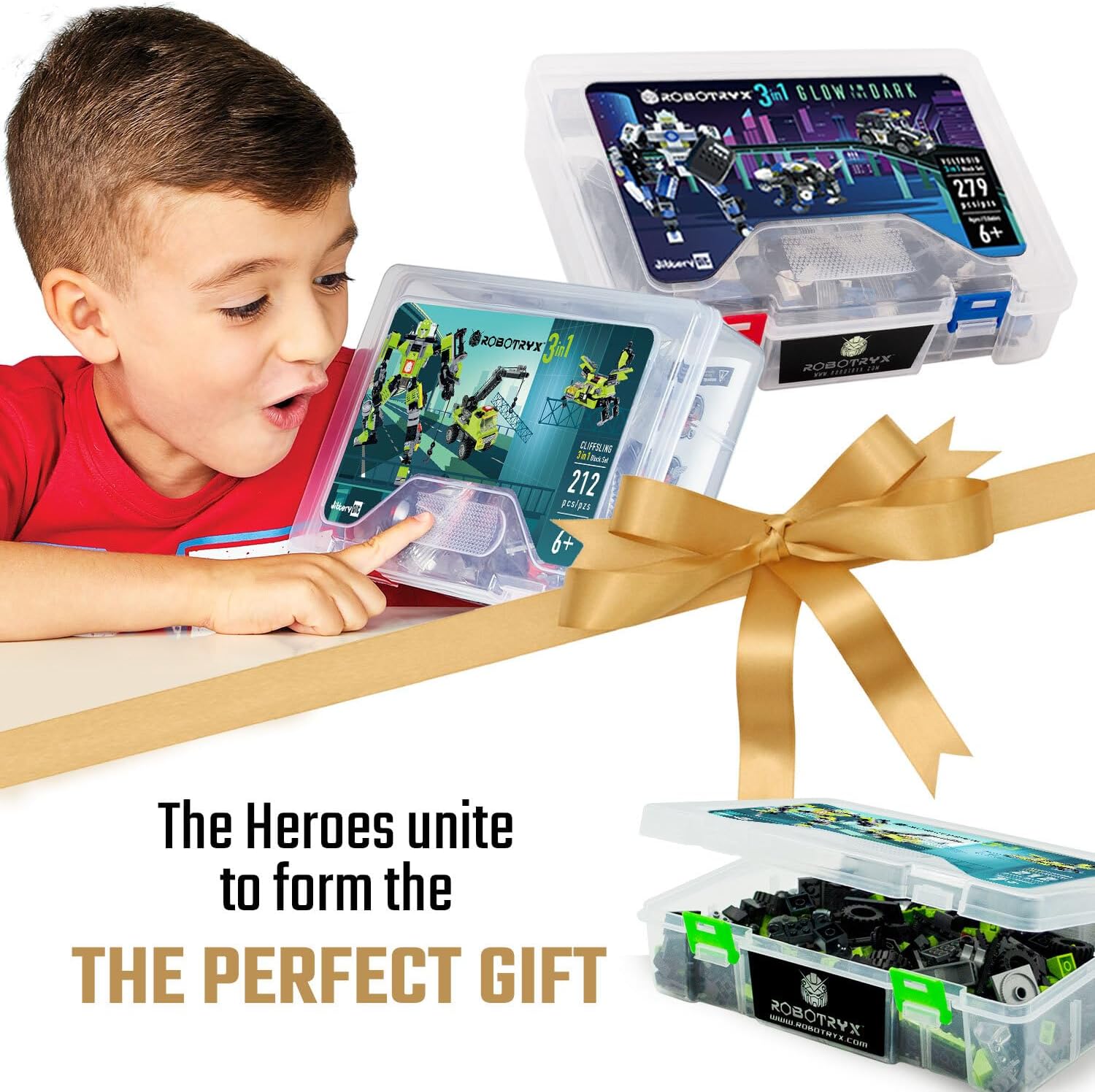 JITTERYGIT Robotryx Robot Glow in The Dark Bundle Christmas Bundle Gift Toy - Educational Activity Present for Boys Cool Creative Robot Set for Boys Ages 6-11