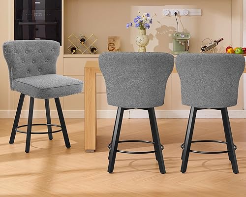 Miniatura 28 de Taburetes de bar de altura de mostrador, taburetes retro para cocina, taburete de bar giratorio con base de metal ajustable, taburete de cuero Negro