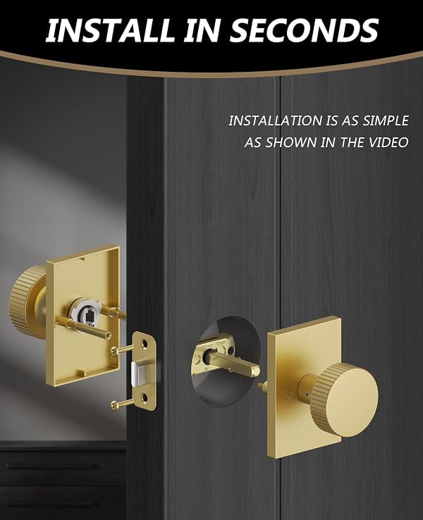 Amerdeco 1 Pack Brushed Gold Passage Interior Door Knobs by Amerdeco - Used condition - Image 7