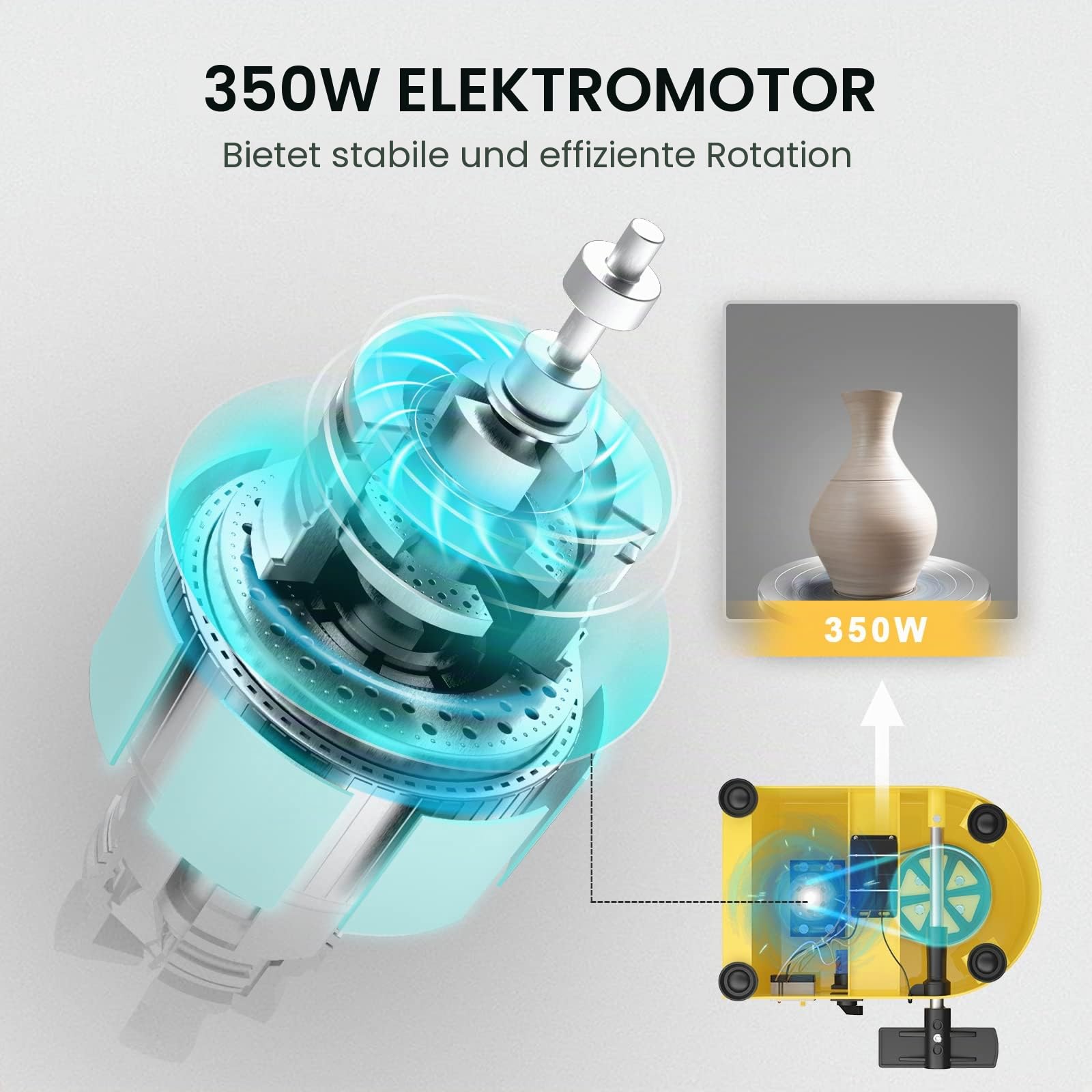 Elektrische Töpferscheibe Maschine 25CM 350W Keramik Clay Maschine Professionelle Töpferscheibe Formmaschine mit Töpferwerkzeugen für Erwachsene, Töpferanfänger, Töpferstudio