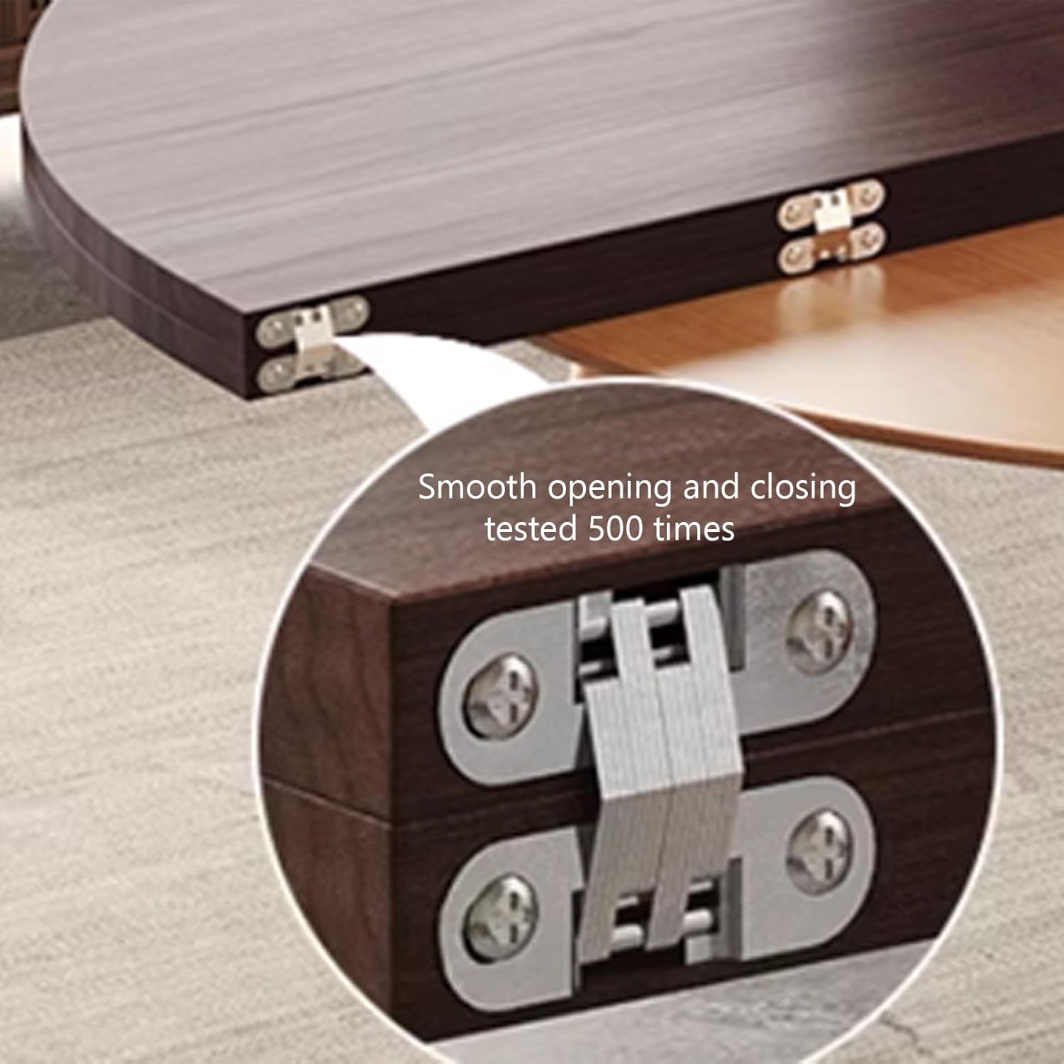 Large Round Foldable Table Top, Solid Wood Round Table Top Extender Space Saving, Catering Banquet Party Table No Legs, 120cm - 200cm Diameter Meeting Seminar Tabletop(Brown A,47.2in/120cm)