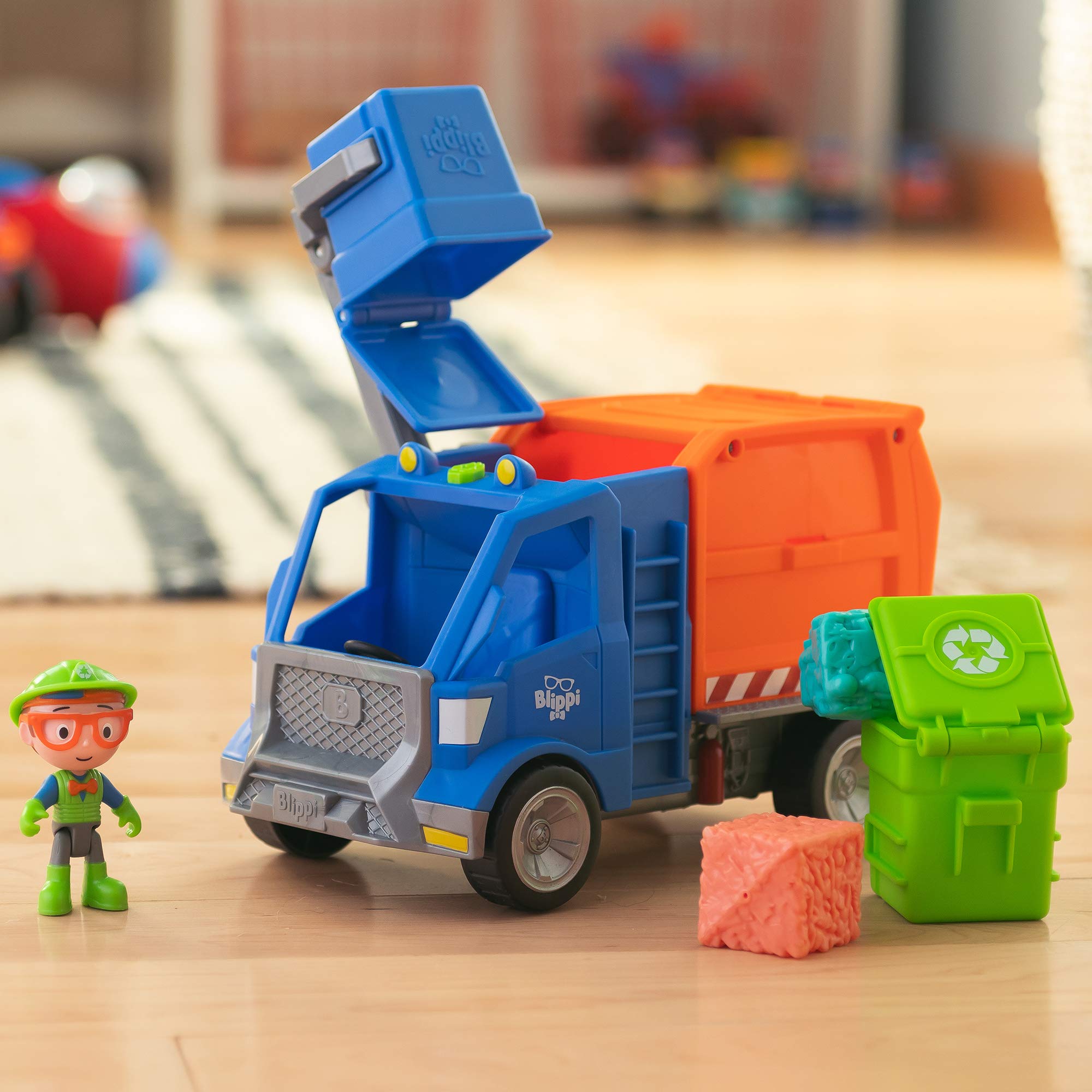Blippi BLP0077 Truck, with Working Lever Figure Inside, Sounds and