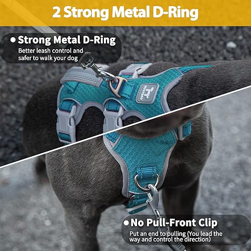 Miniatura 4 de Arnés para perro a prueba de escapes, arnés reflectante sin tirones con asa de elevación, chaleco ajustable para mascotas con clips delanteros y