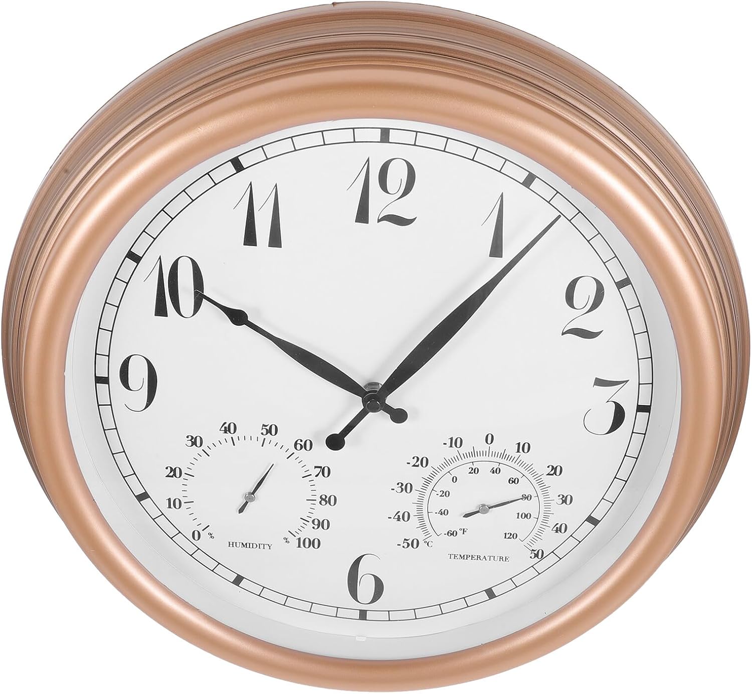 15-inch Outdoor Wall Clock with Hygrometer and Thermometer Waterproof Retro Style Garden Clock for Patio and Pool Battery Operated Analog for Outdoor Décor Random Style