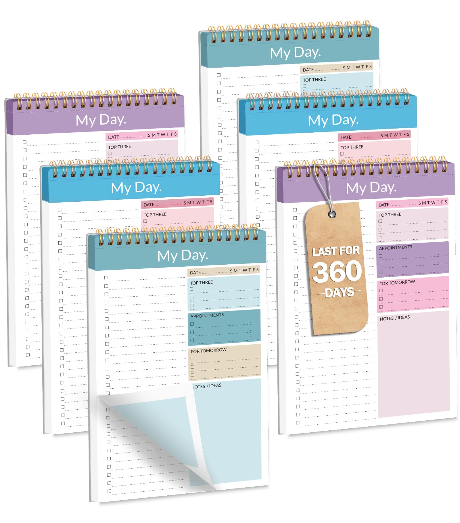 Snapklik.com : SUNEE To Do List Notepad - 6 Pack Daily Task Planner Pad ...