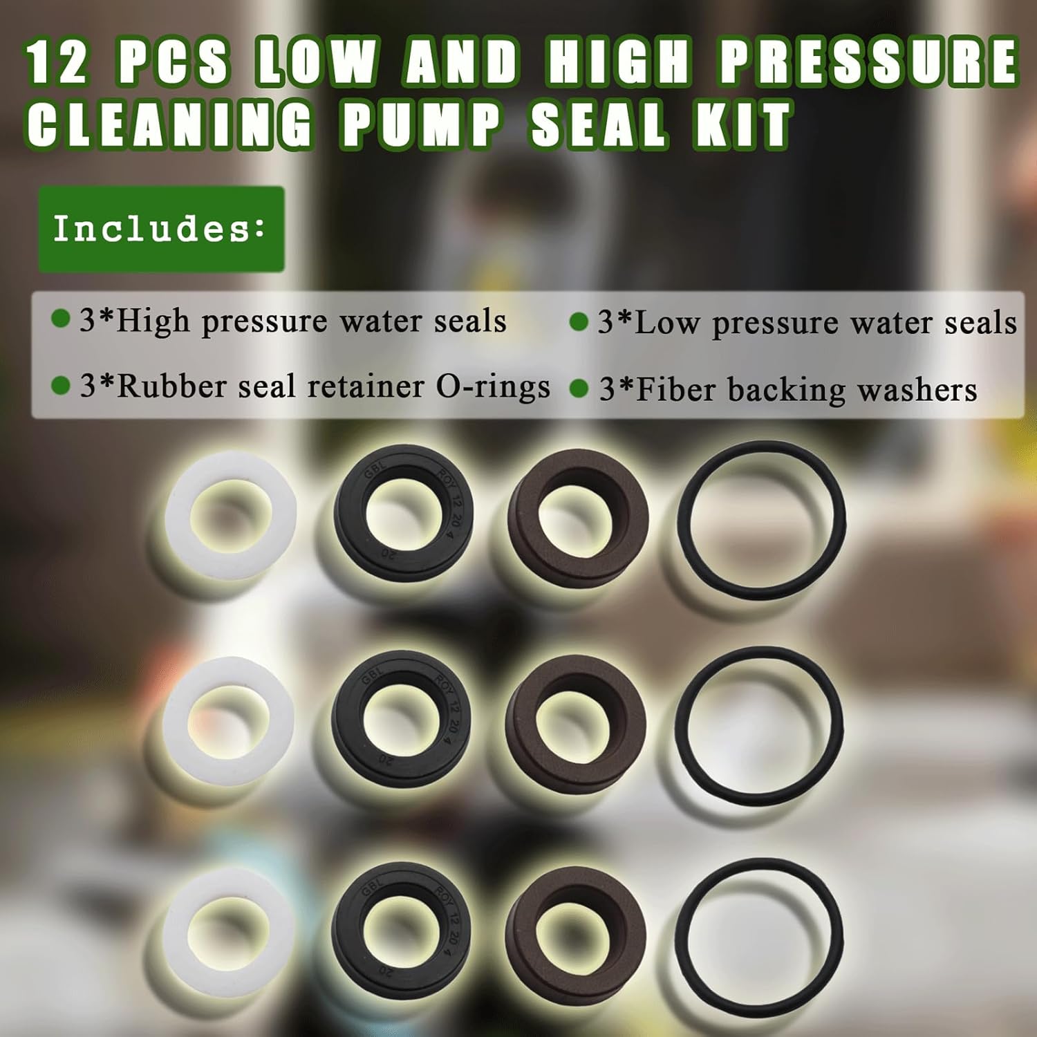 7105742 12 Pcs Low and High Pressure Cleaning Pump Seal Kit for Simpson for AAA 530001 530002 530008 530009 530016 530028 530030 90036 90037 Washer Pumps