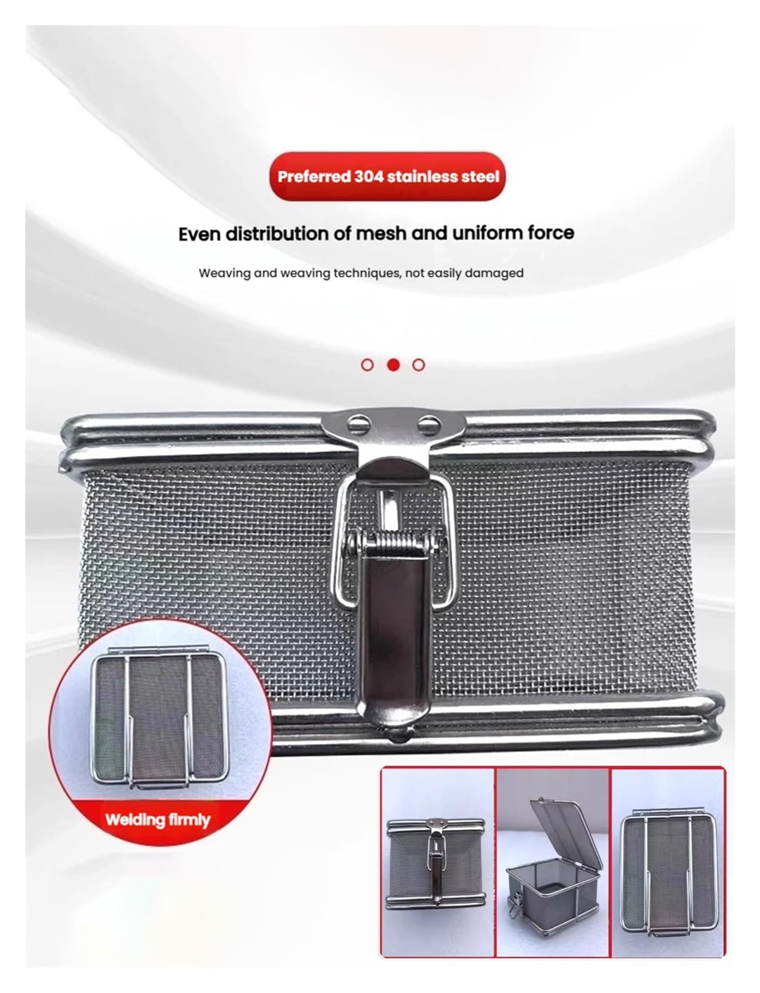 Edelstahl Sterilisierbox mit Sicherheitsdeckel,Verschließbarer Sterilisierkorb für Krankenhaus, Zahnarztpraxis und Labor in verschiedenen Größen | 15x10x5cm