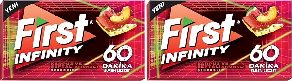 First Infinity 60 DK Şeftali & Karpuz Aromalı Şekersiz Sakız 27 gr 2li paket