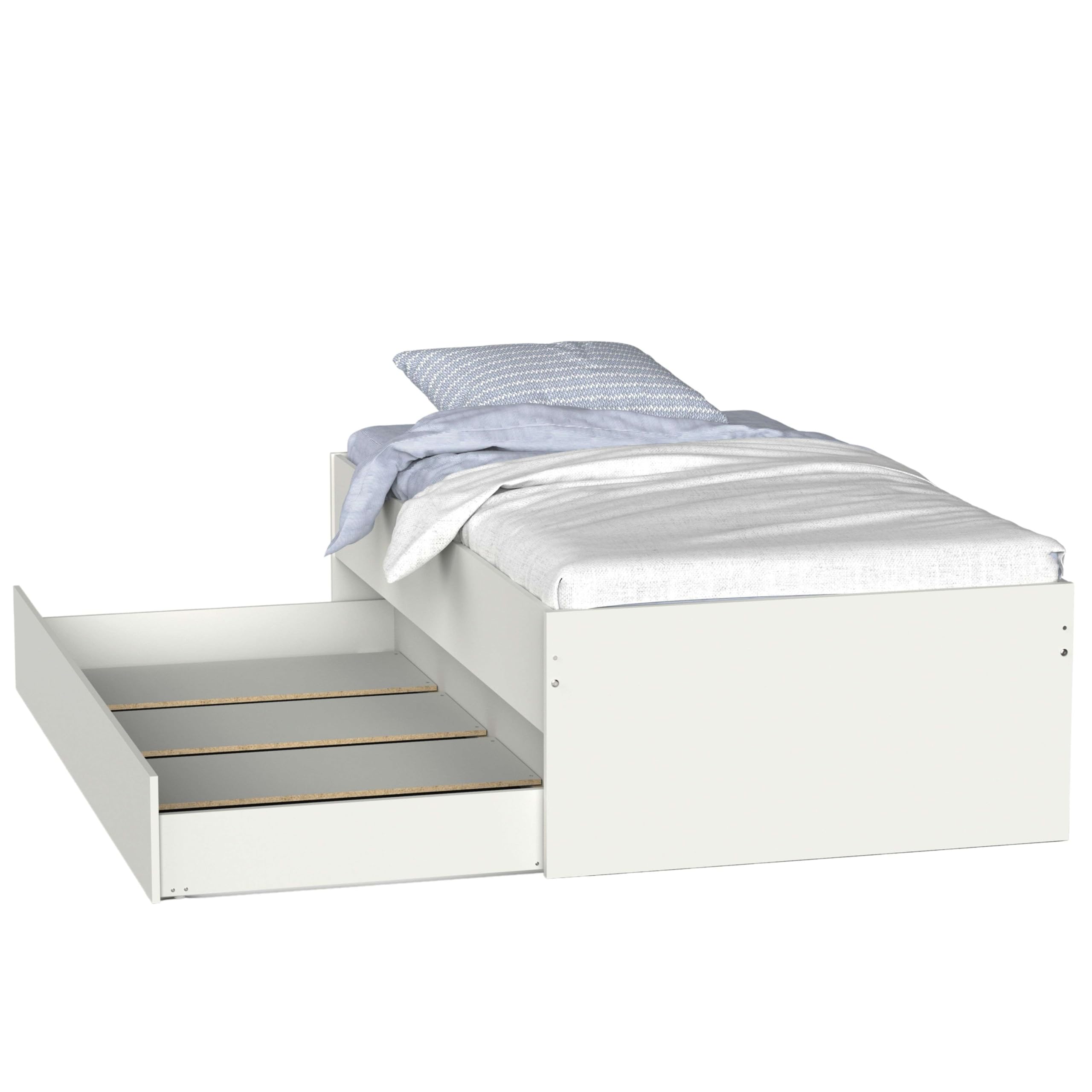 Miroytengo Cama Nido 105x190 cm, Cama Nido Grande, Cama Doble Juvenil Doble Terai Blanco Mate