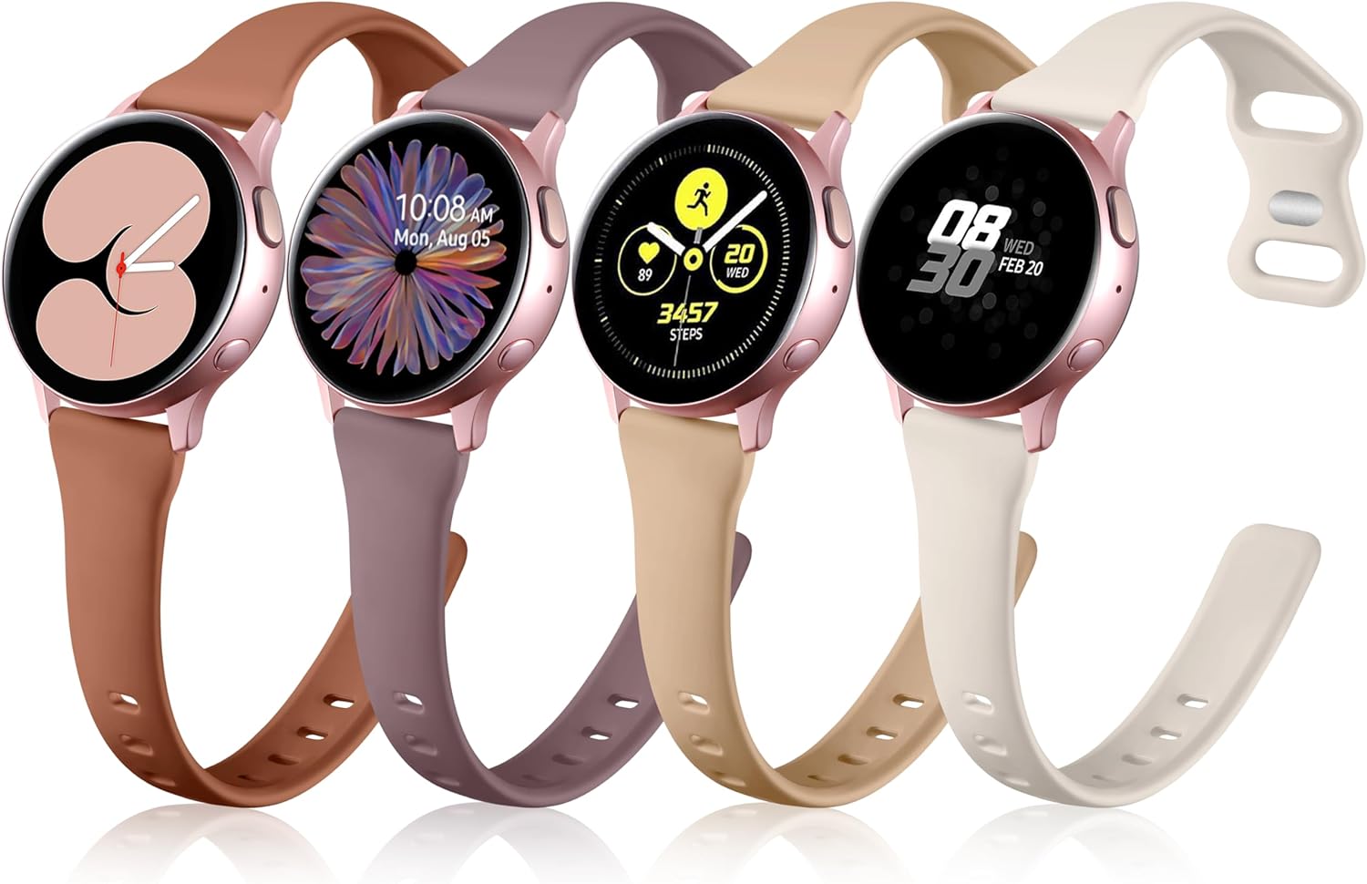 GEAK Slim Band Compatible with Samsung Watch 6 Bands/Galaxy Watch 5 Band/Galaxy Watch 4 Band, Galaxy Watch 5 Pro/Watch 4 6 Classic/Watch 3/Active 2, 20mm Silicone Strap for Galaxy Watch Band Women Men