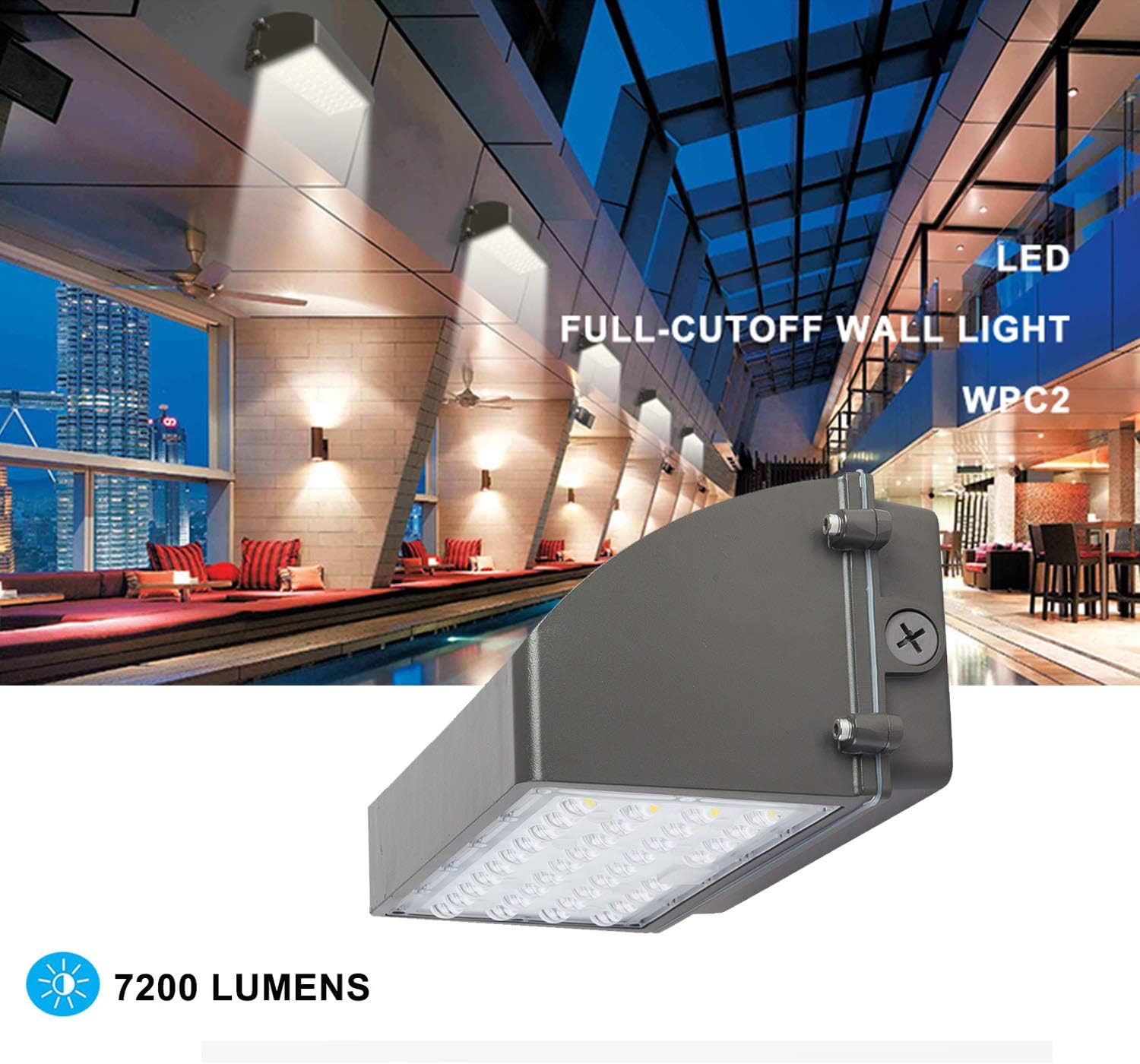 LED Wall Pack Light, 60W Full Cutoff Dusk to Dawn Outdoor Security Lights,5000K 7200lm 200-400W HPS/MH Replacement, Waterproof IP65 Commercial Lighting ETL DLC Listed 5-Year Warranty