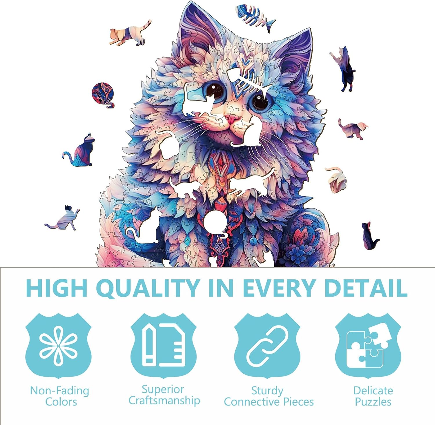 Wooden Puzzles for Adults - Advanced Ragdoll Cat Puzzle Wooden Puzzle Unique Puzzels Wood Jigsaw Puzzles for Adults, Wood Puzzles Adult Perfect for Birthday, Family Puzzl 8.6 x 11.4in 180pcs