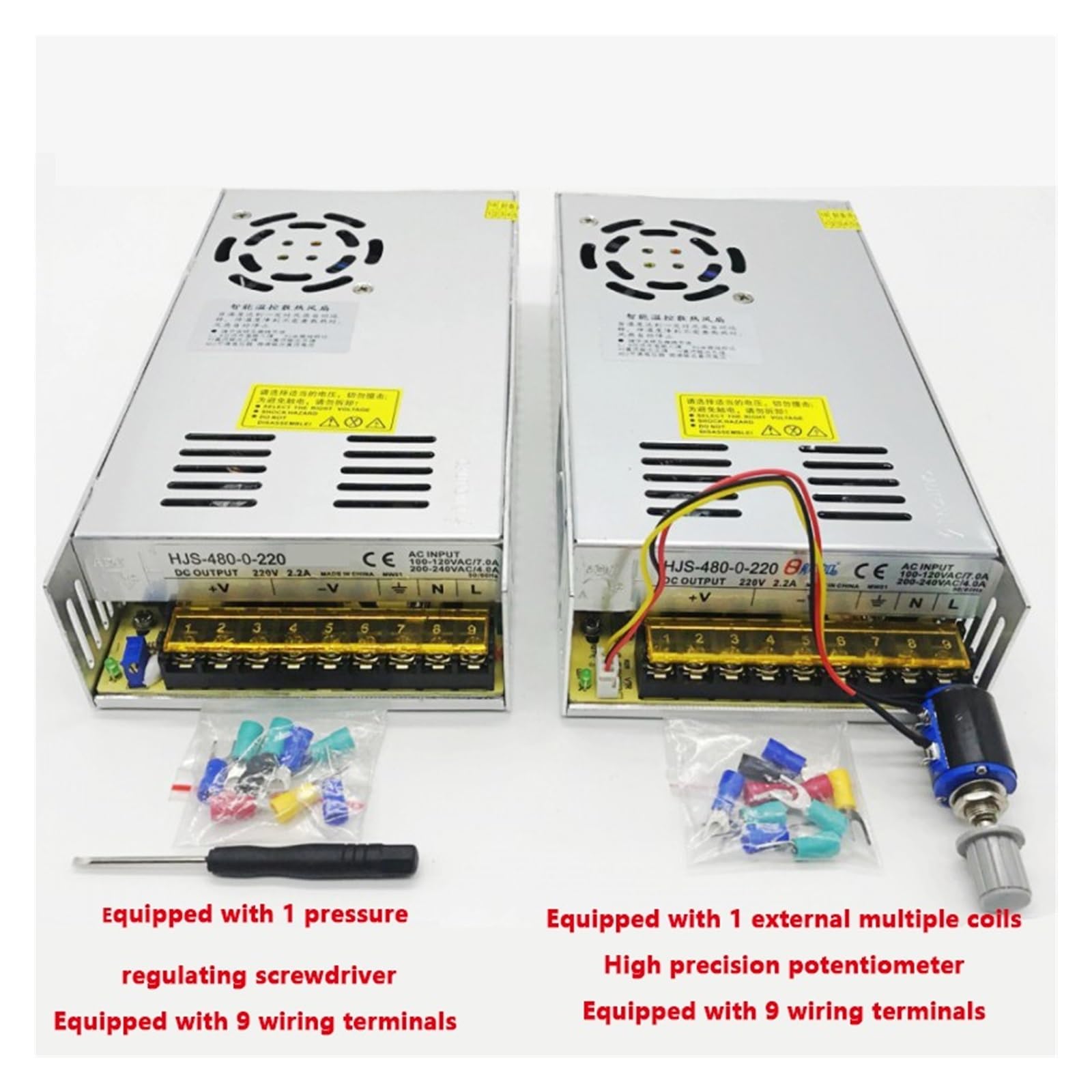 Alimentatore a commutazione Alimentatore switching regolabile AC-DC 5V 12V 24V 36V 48V Alimentatore LED Trasformatore Driver Adattatore 60V 80V 120V 160V 480W Alta precisione(Regular version,0-5V60A)