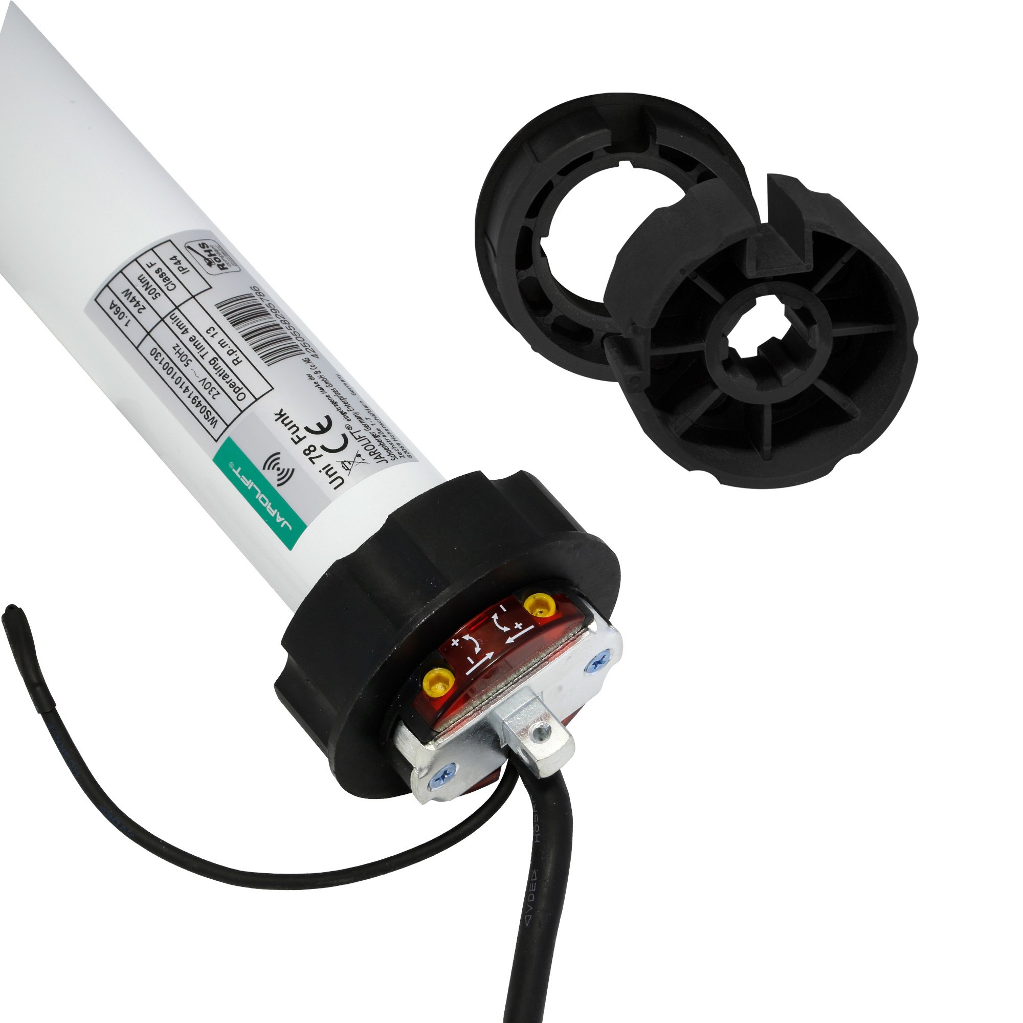 jarolift Moteur tubulaire pour store banne/store terrasse type UNI 78 radiocommandé + adaptateur pour tube rond 85 mm (TD2410)