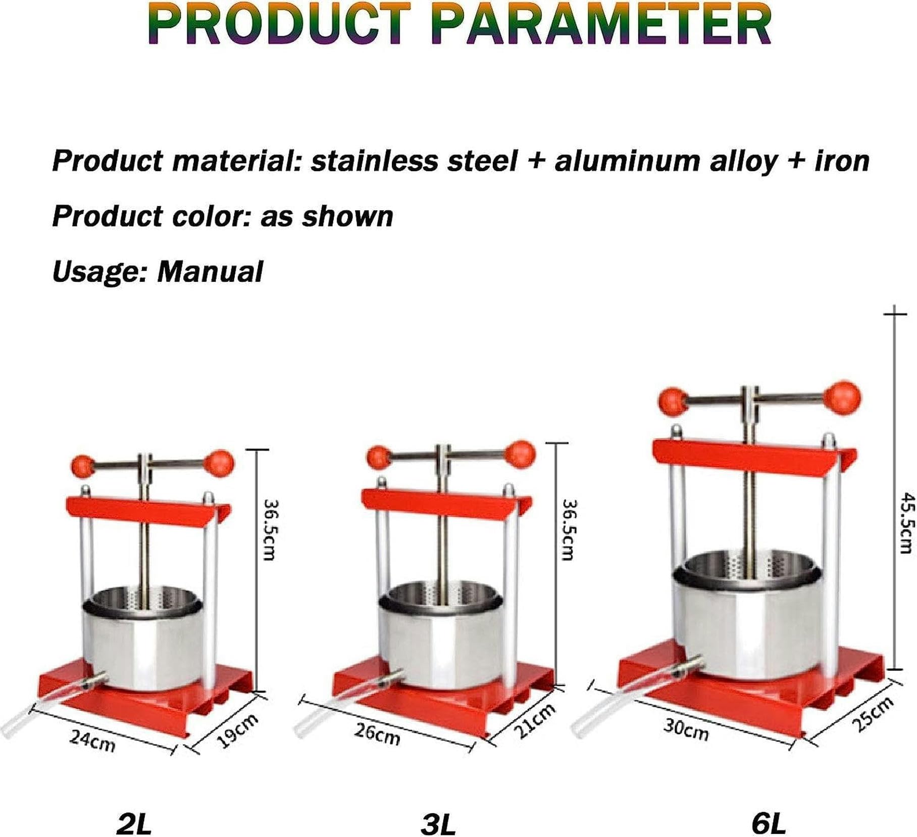 UWYTGF Honey Press Extractor,Stainless Steel Fruit Wine Manual Press for Winemakingtincturevegetablehoneyolive Oil,2l