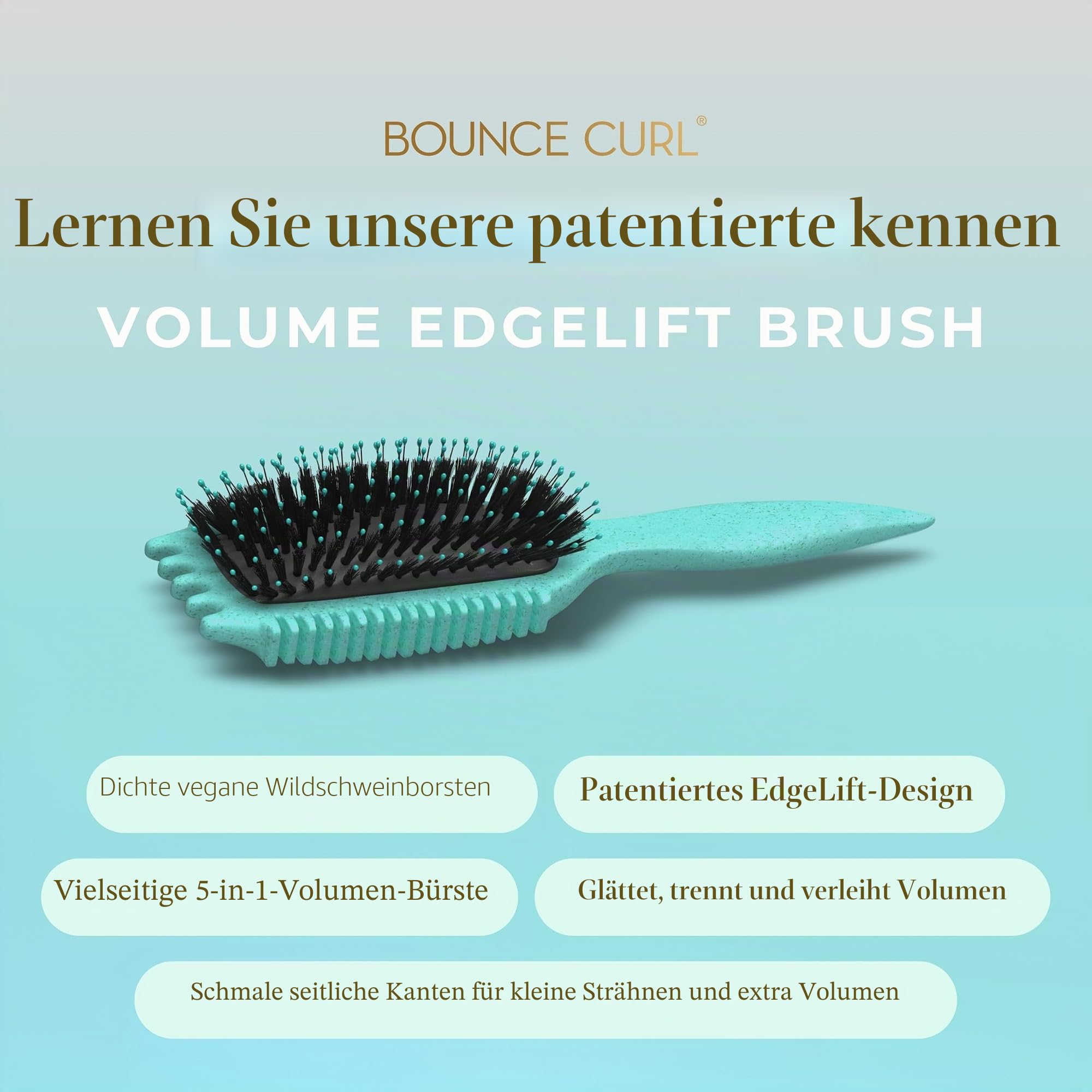Bounce Curl Volume EdgeLift Brush, 5-in-1-Bürste für volumisierte Wellen, Locken und Kringel - Blaugrün