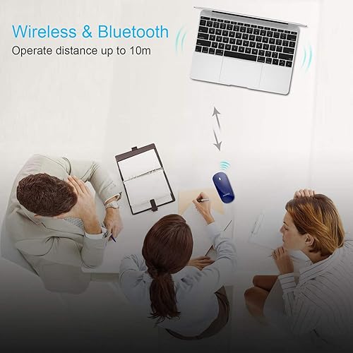 Miniatura 6 de FENIFOX Ratón Bluetooth delgado, silencioso y portátil, portátil, recargable, compatible con laptop, PC, Android Windows Tablet (azul profundo)