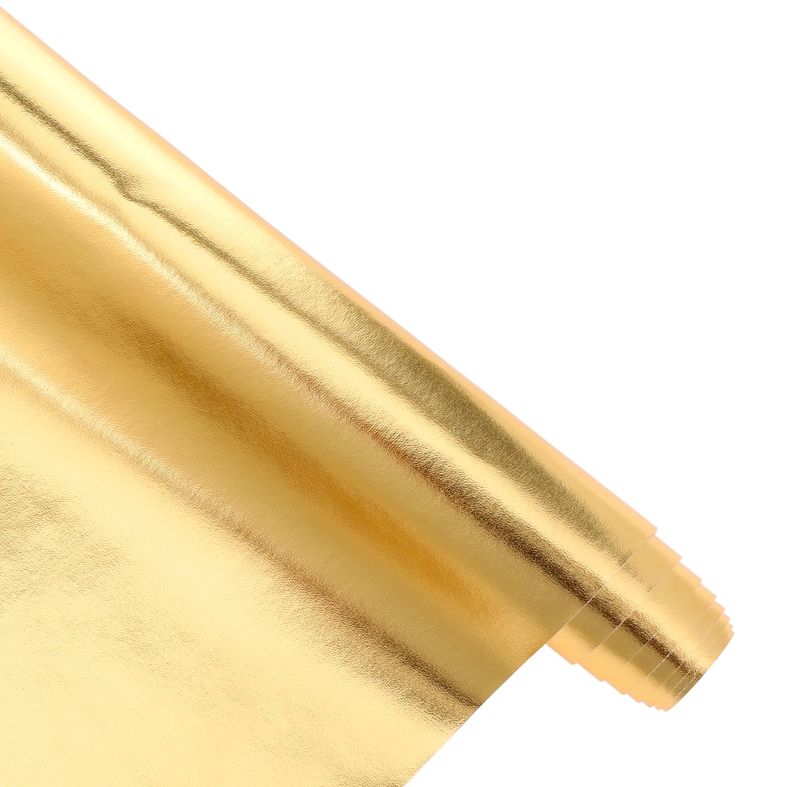 Soft Smooth Faux Leather Fabric, Solid Color Gold Faux Leather Sheets, 1 Rolls 12 x 55 (30cm x 135cm), Vegan Synthetic Imitation Leathers Fabric for DIY, Bag Making, Hat Making, Hair Crafts