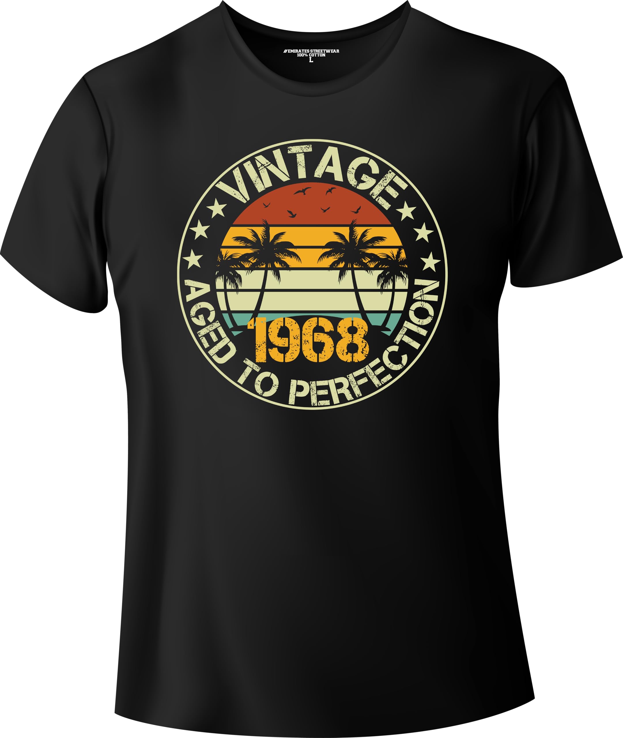Vintage Aged To Perfection 1968, Birthday T-Shirt for Men or Women, Black Unisex T-Shirt, D-0019