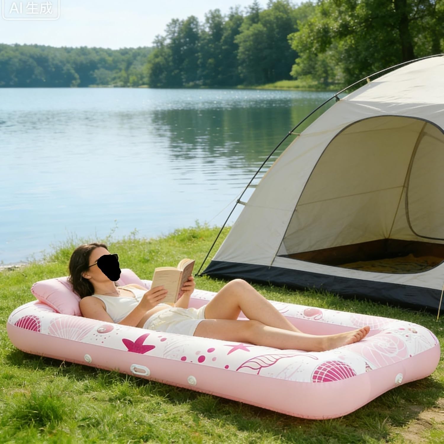 Flotteur de Piscine – Hamac Gonflable avec Porte-gobelet, détente dans l'eau for Adultes et familles for, Vacances en Famille
