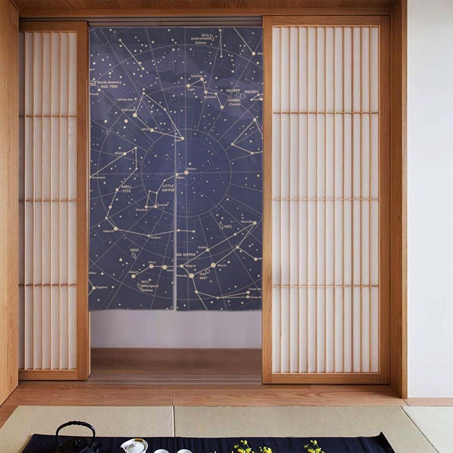 価格変更　スキルスクリーン　 星空 のれん　 85cm×63cm【完成品】 Amazon｜のれん 星と星座 星空 スペース 間仕切り おしゃれ 遮光