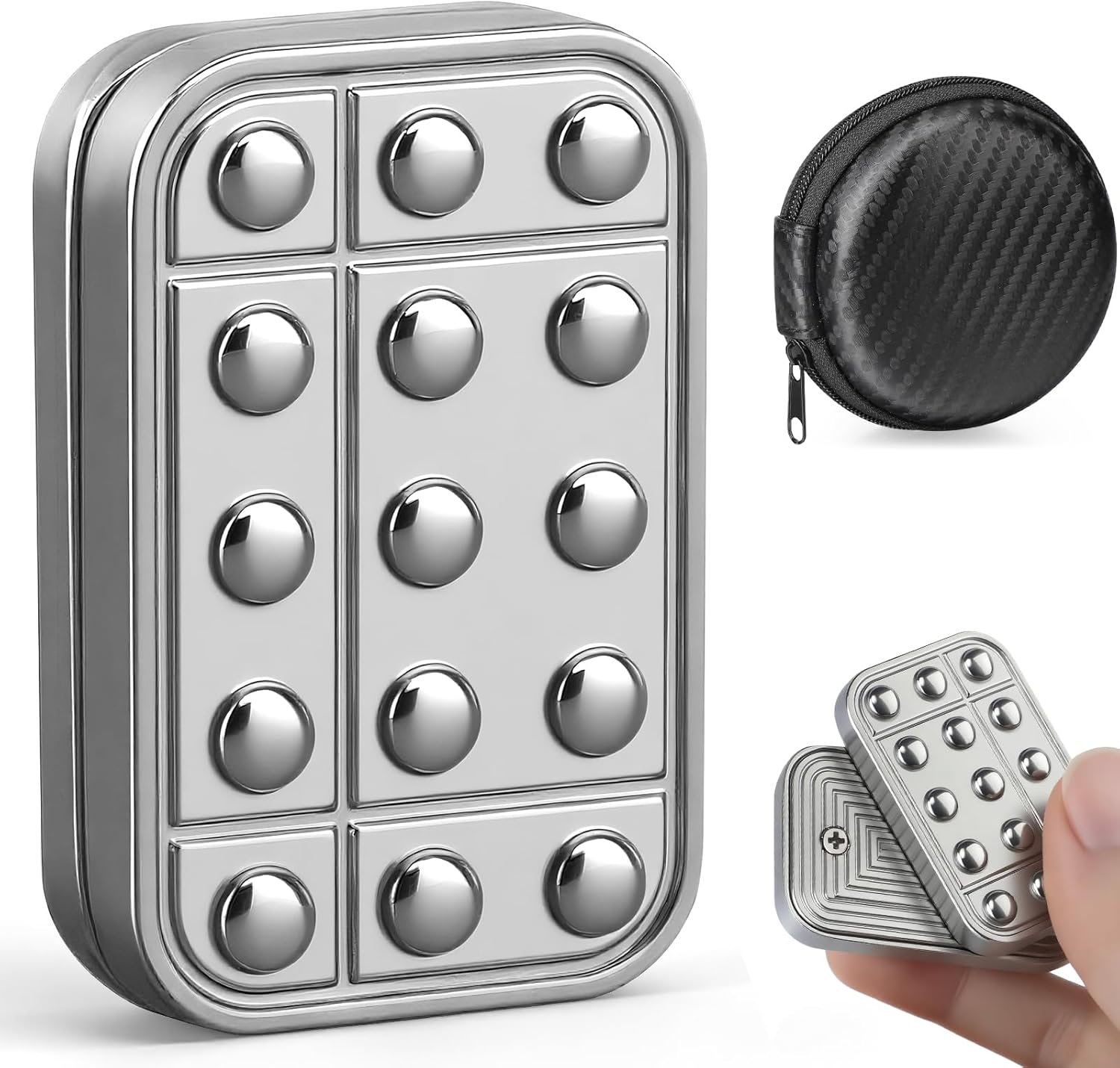 Fidget Slider Block Toy for Adults, Metal Magnetic Fidgets Cliker Desk Poker Push Card, EDC Gadgets Anxiety Stress Relief Desk Toys, Office Gadgets Haptic Coin Birthday Gifts for Boyfriend, Men