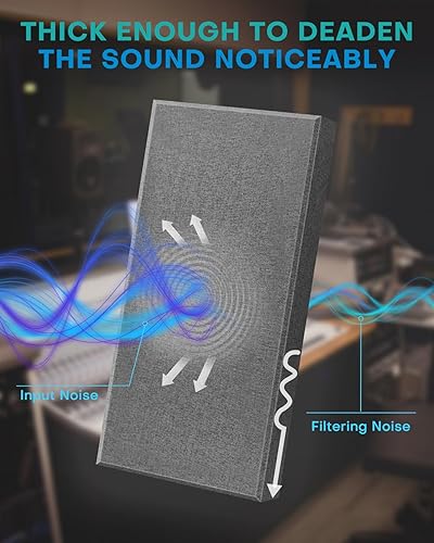 Miniatura 5 de Paquete de 4 paneles acústicos de fibra de vidrio, paneles de espuma autoadhesivos a prueba de sonido para paredes, paneles de amortiguación de