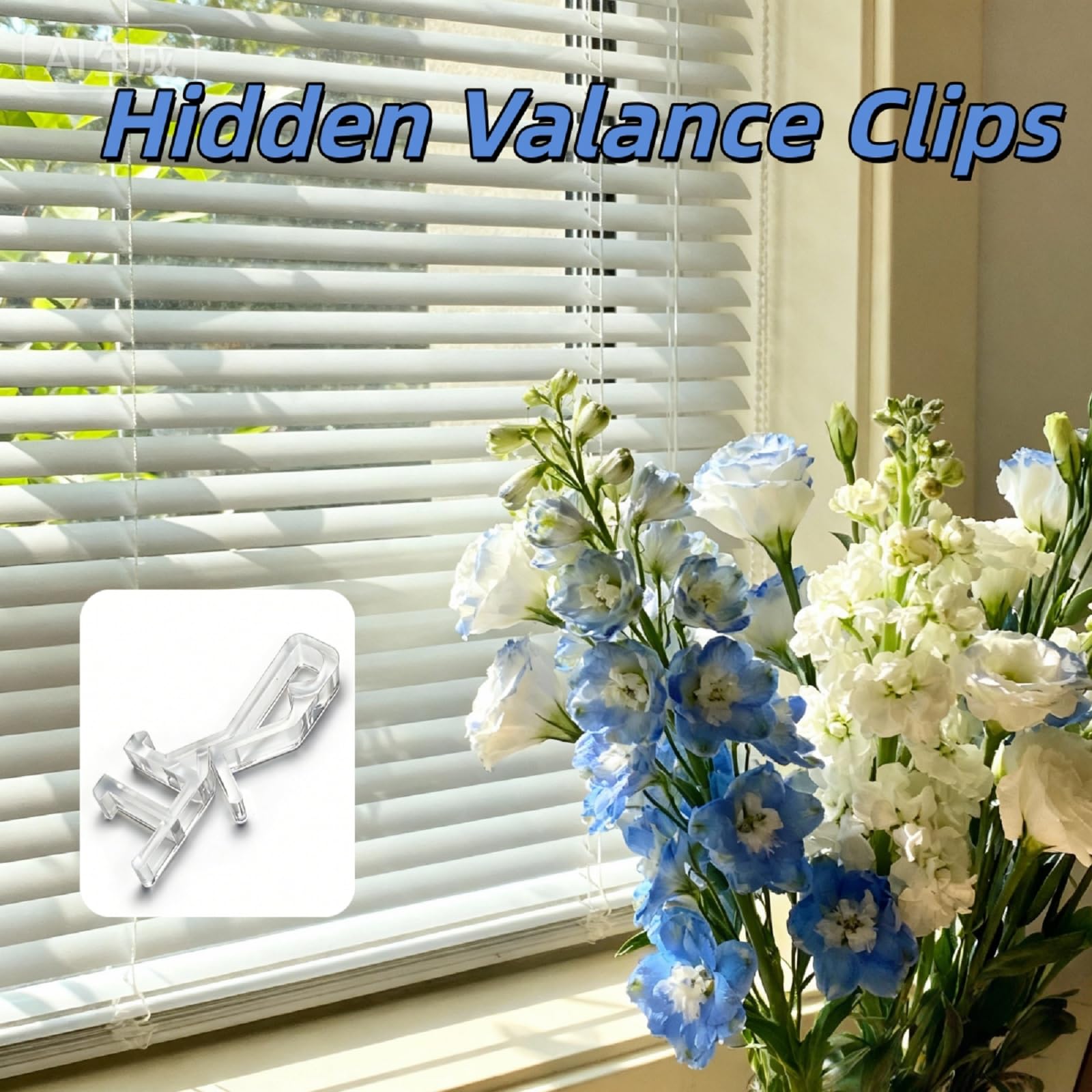 20 PCS Hidden Channel Valance Clips, 1-7/8 Inch Blind Clips for Valance, Seamless Look Blind Valance Clips Replacement for Wood & Faux Wood Blinds with Groove - 4