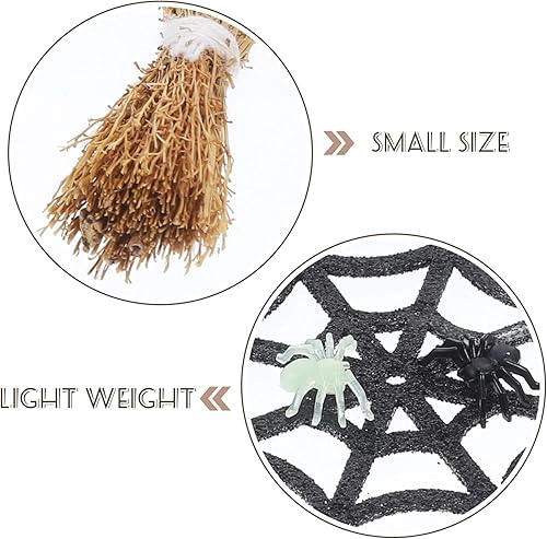 Miniatura 5 de IMIKEYA Juego de 25 adornos en miniatura de Halloween, mini figurita de araña falsa sombrero de bruja de Halloween, escoba de Halloween, accesorios