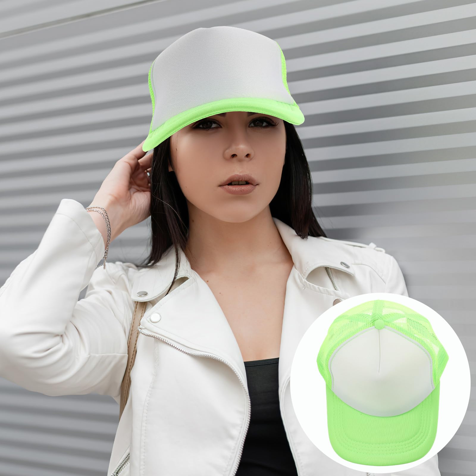 Gorras de Béisbol Paquete de 10 para Sublimación de Malla Verde Cierre Ajustable Ligeras y Transpirables Ideales para Ciclismo y Pesca