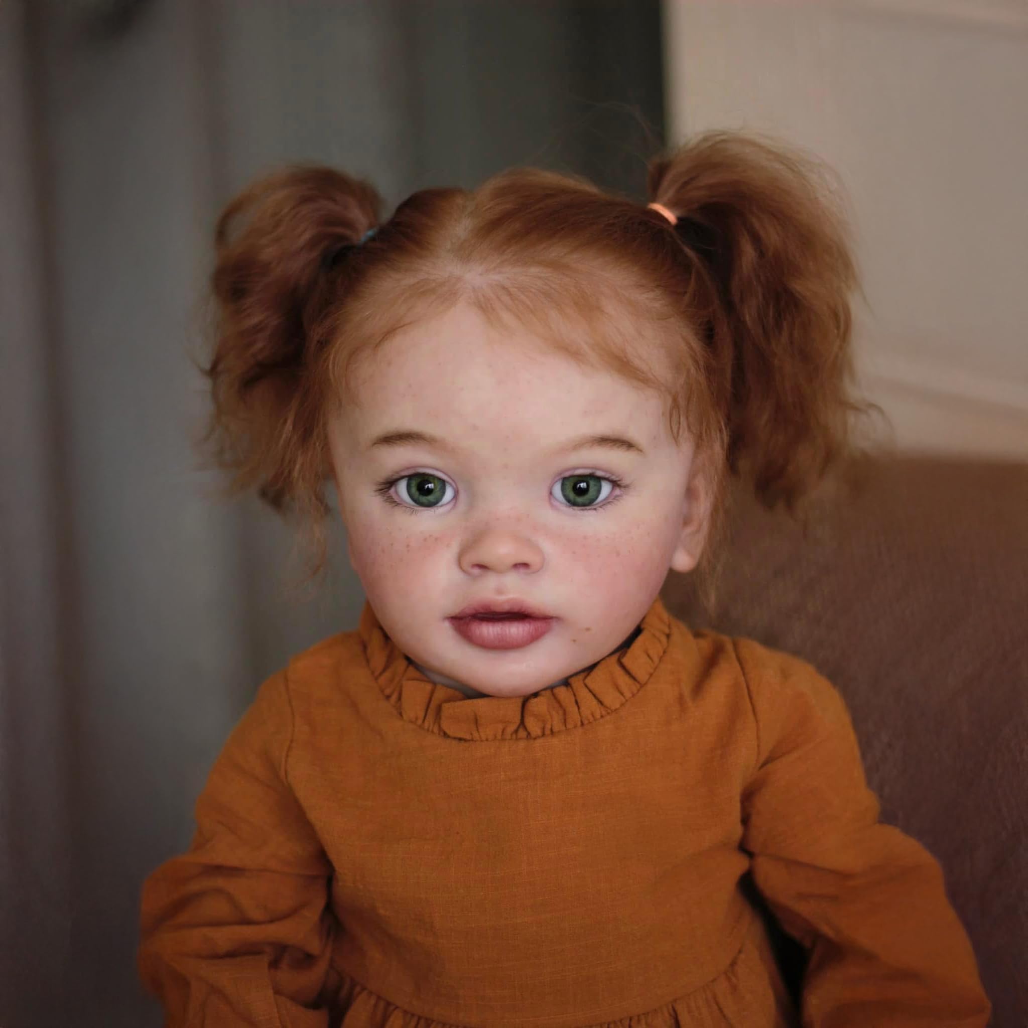 Anano Muñeca Reborn Toddler Gigante 70cm 26" Bebé Realista En Silicona con Pecas 3D Y Textura Piel De Recién Nacido Edición Coleccionista (Incluye Vestido Completo, Medias + Accesorios)