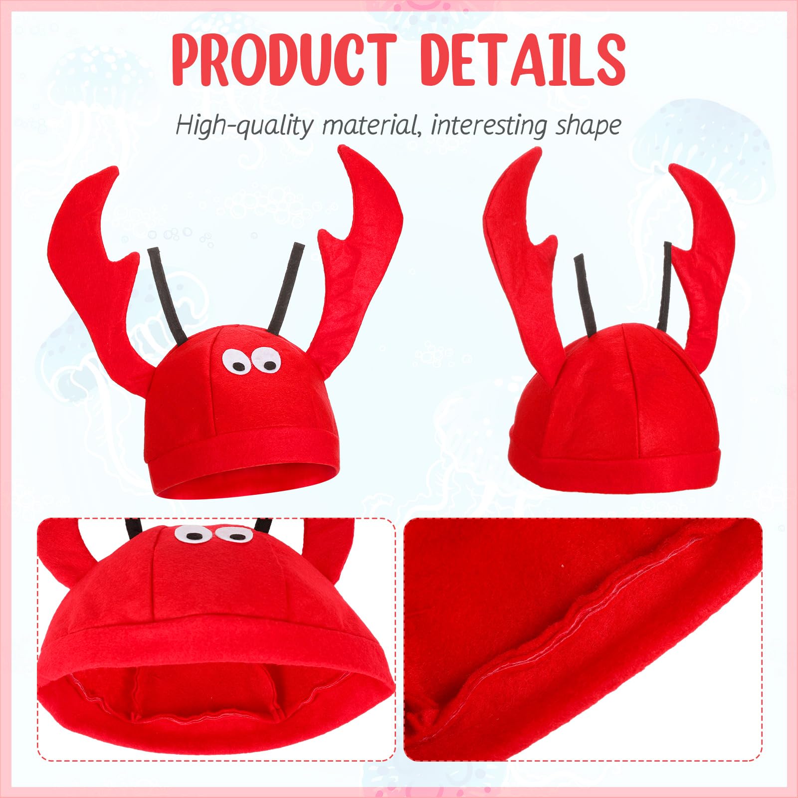 SATINIOR Lobster Hat Adjustable Red Costume Fancy Hats Funny Hats with Bow Tie for Adults Women Men Halloween Easter Christmas Party Decorations Costume Accessories - Image 3