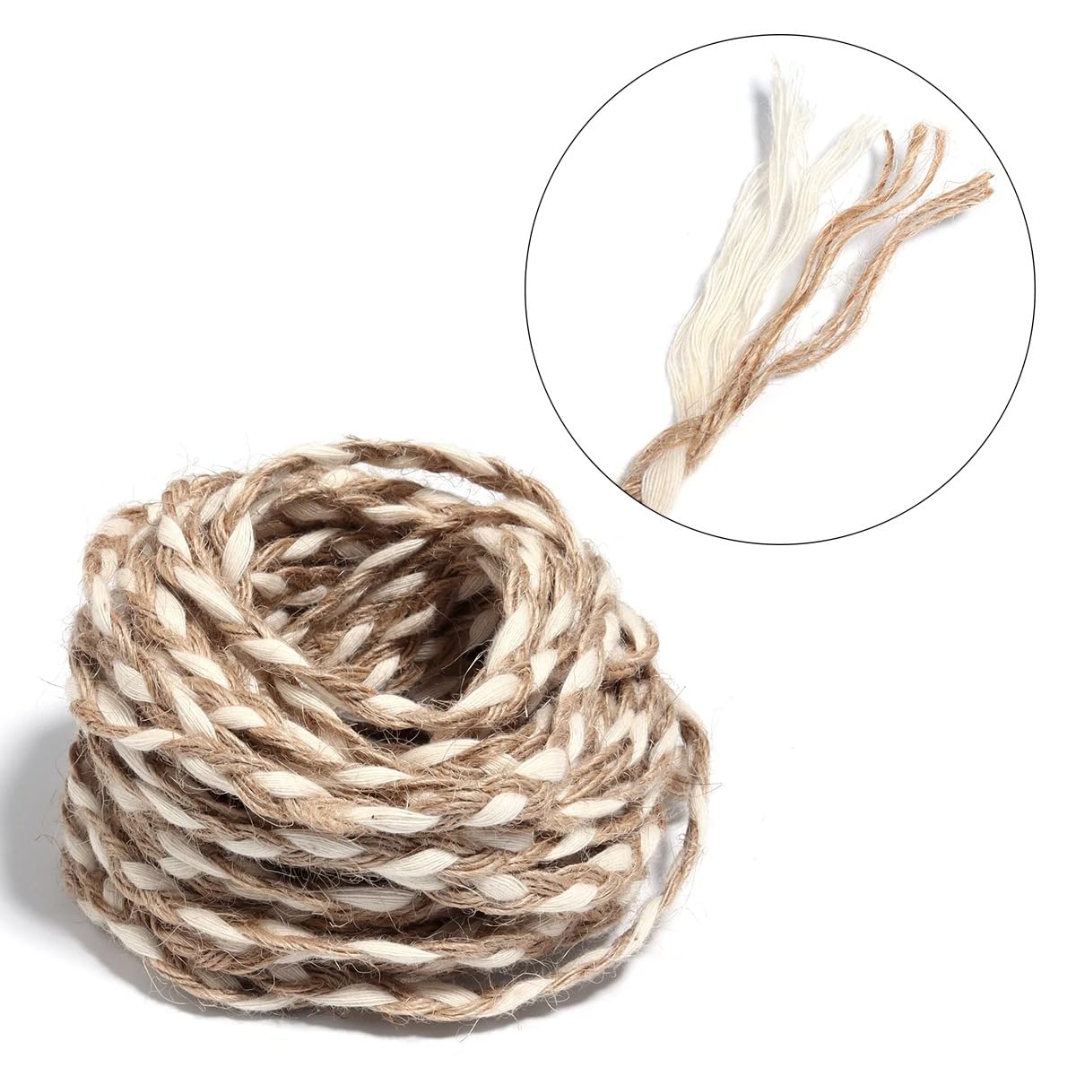 Queenbox 5mmx10yard Braided Jute Twine, White Braid Rope String Cord Burlap Ribbon for Knitting Macrame Gift Wrapping Packing Garden Crochet DIY, A