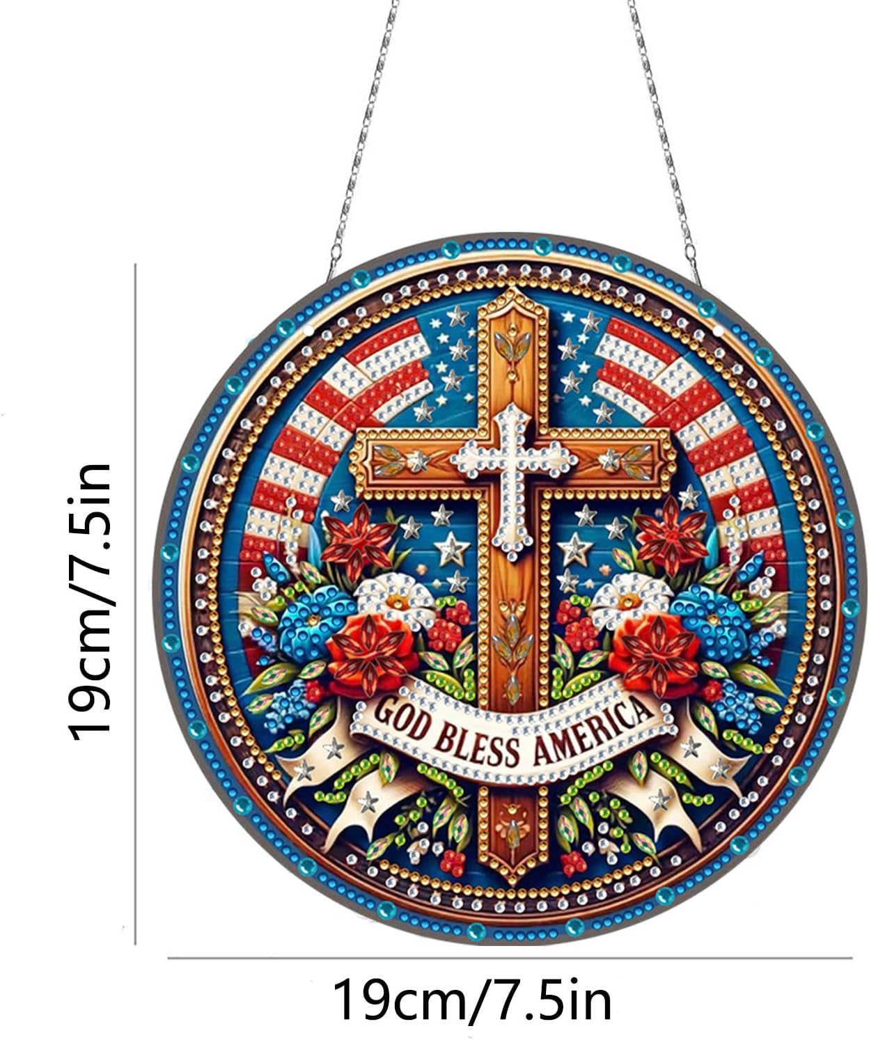4th of July Diamond Art Hanging Kit Single Sided Patriotic Pendant image 3