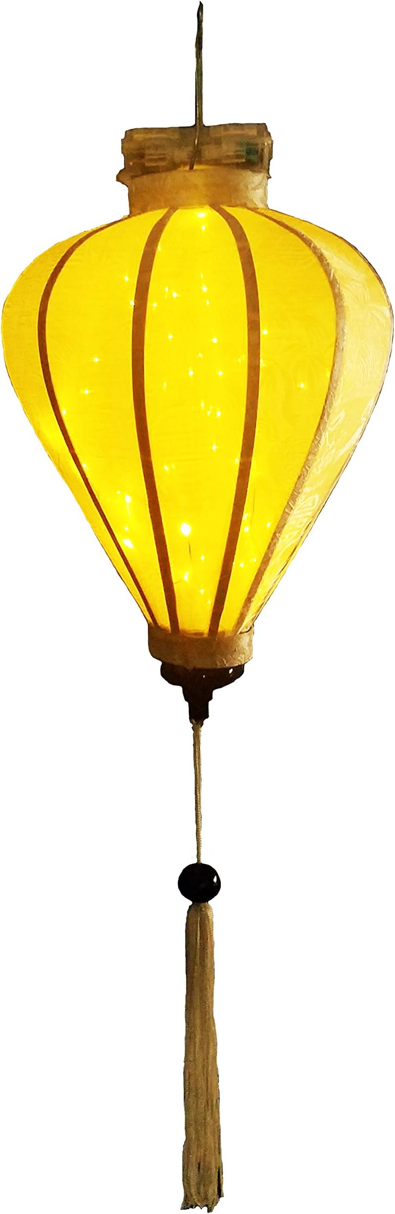 14in Handmade White Silk Lantern With Battery Powered Firefly Fairy Lights With Remote Control ( Warm White )