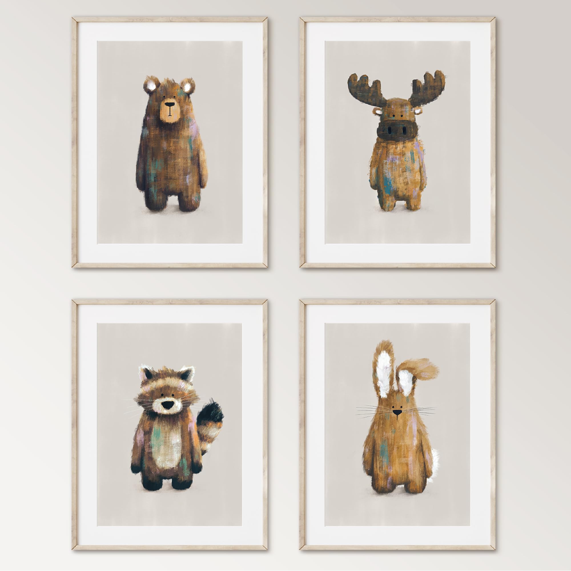 Tigercub Prints Woodland Animal Nursery Prints, A4 - Set of 4