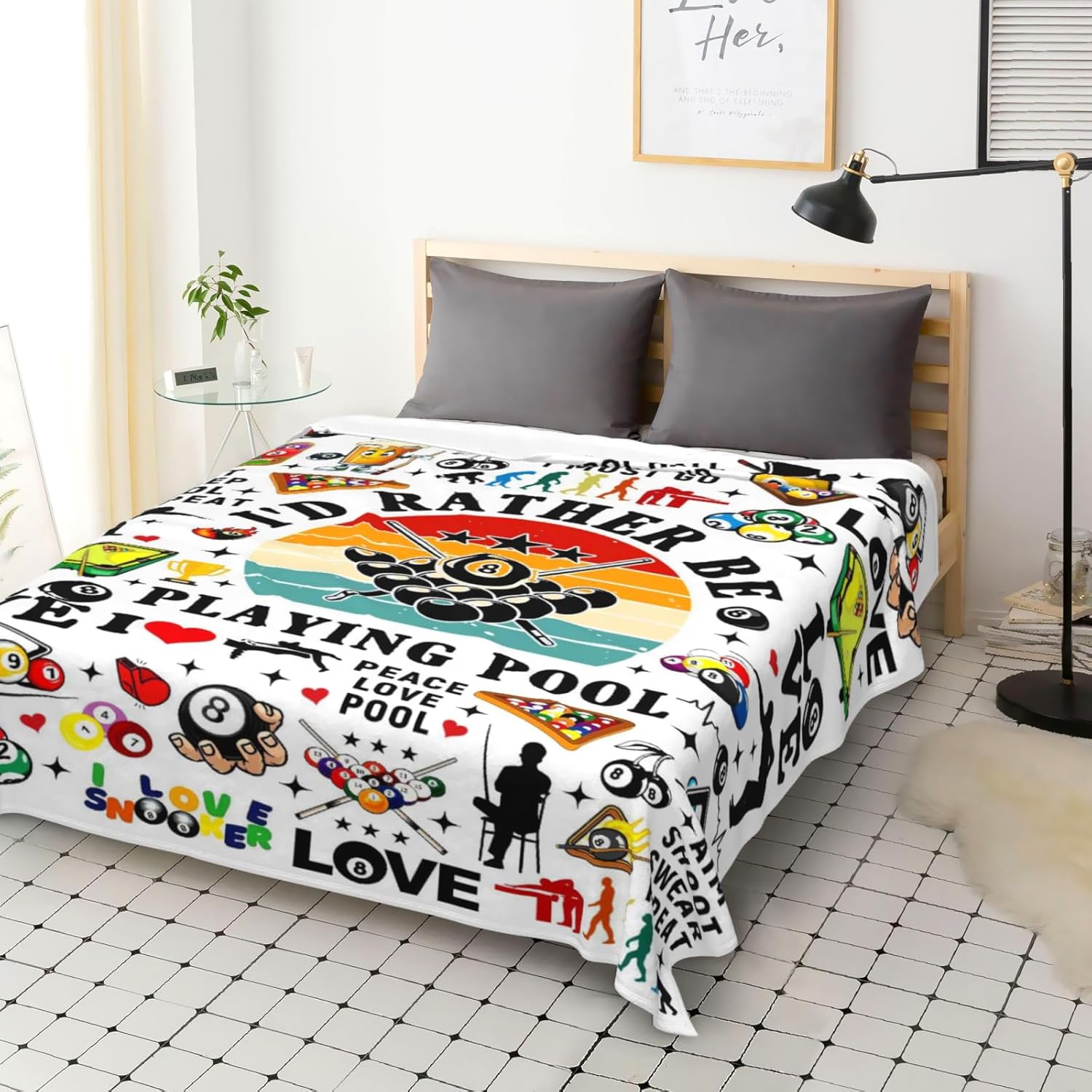 Funny Pool Balls Gifts for Men Cute Billiard Balls Blanket Throw Stuff Cozy Billiard Balls Plush Bedding Billiards Pool Ball Accessories for Men Women Boys Adults Player Lovers Room Decor 60"X50"