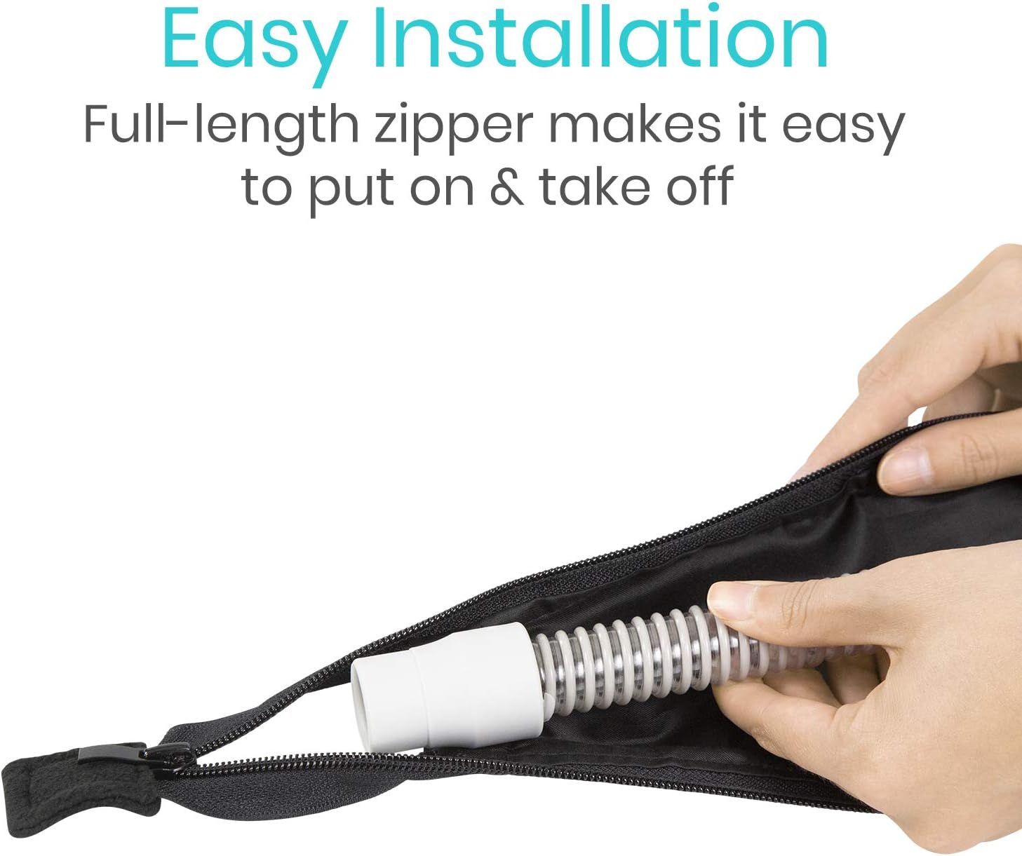 Vive CPAP Hose Cover (6 Feet) - Tubing Accessories - Fits BiPAP Machines, Slimline Tubes - Soft Fleece Insulator - Prevents Condensation and Noise - Pet Protection Zipper Wrap - Sleep Mask Accessory : Health & Household