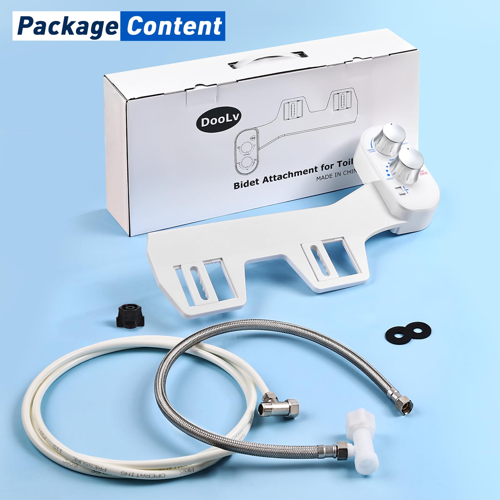 Upgraded Hot Cold Bidet Attachment - Front Rear Wash Adjustable Water Pressure with Self-Clean Retractable Single Nozzle Non-Electric — view 6