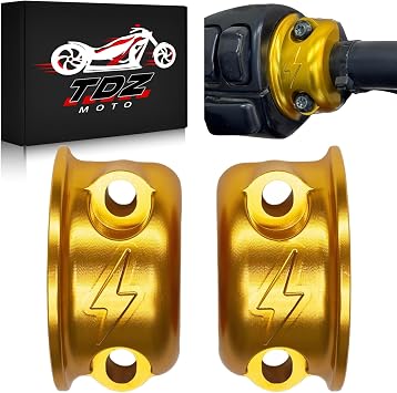 Gold Lightning Logo Brake Clutch Perch Half Clamps for Harley Touring Softail Sportster Dyna 1996-Later